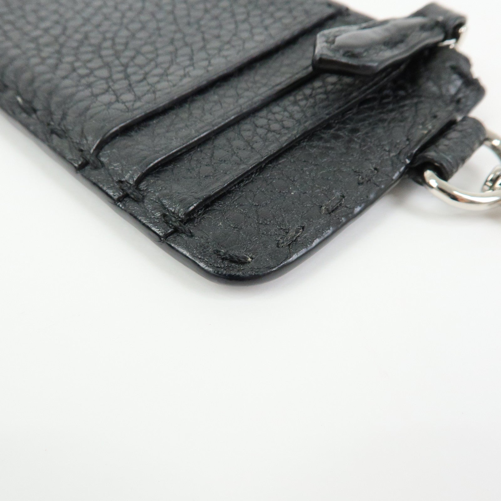 FENDI Selleria Calf Leather Card Case Coin Case Black 7M0343
