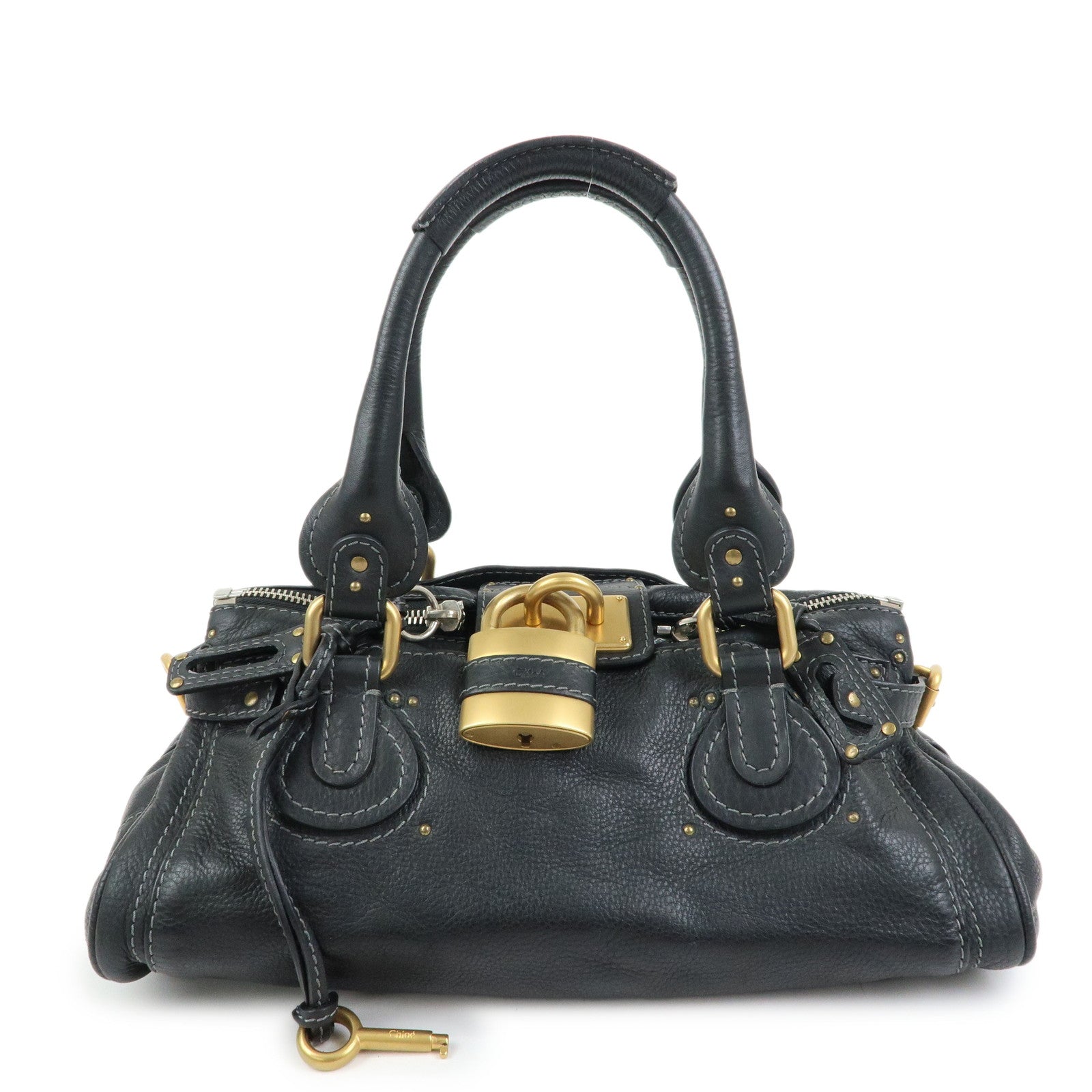 Chloe Paddington Leather Boston Bag Hand Bag Black