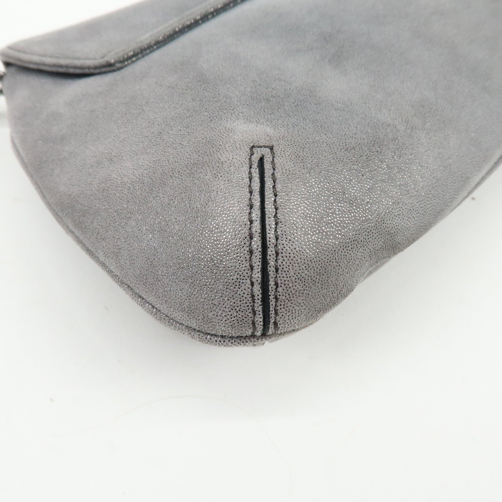 Ferragamo Vara Ribbon Leather Shoulder Bag Clutch Bag Metallic Gray