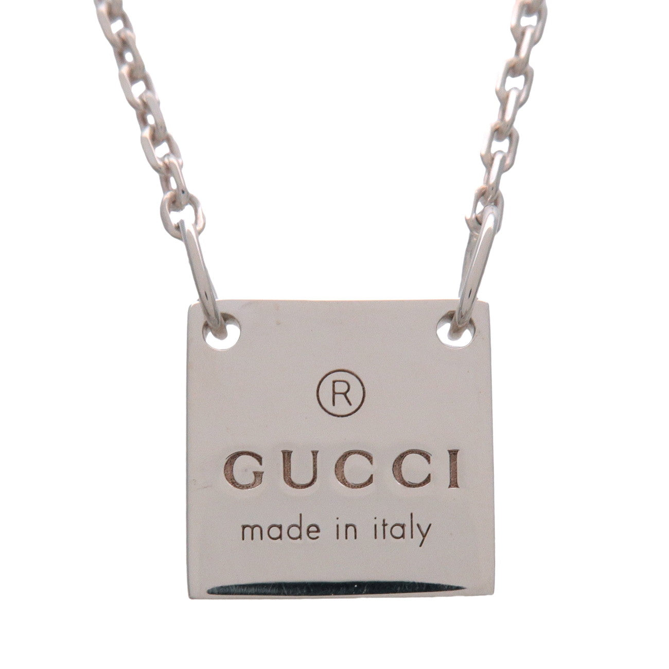 GUCCI Logo Square Plate Necklace SV925 Silver