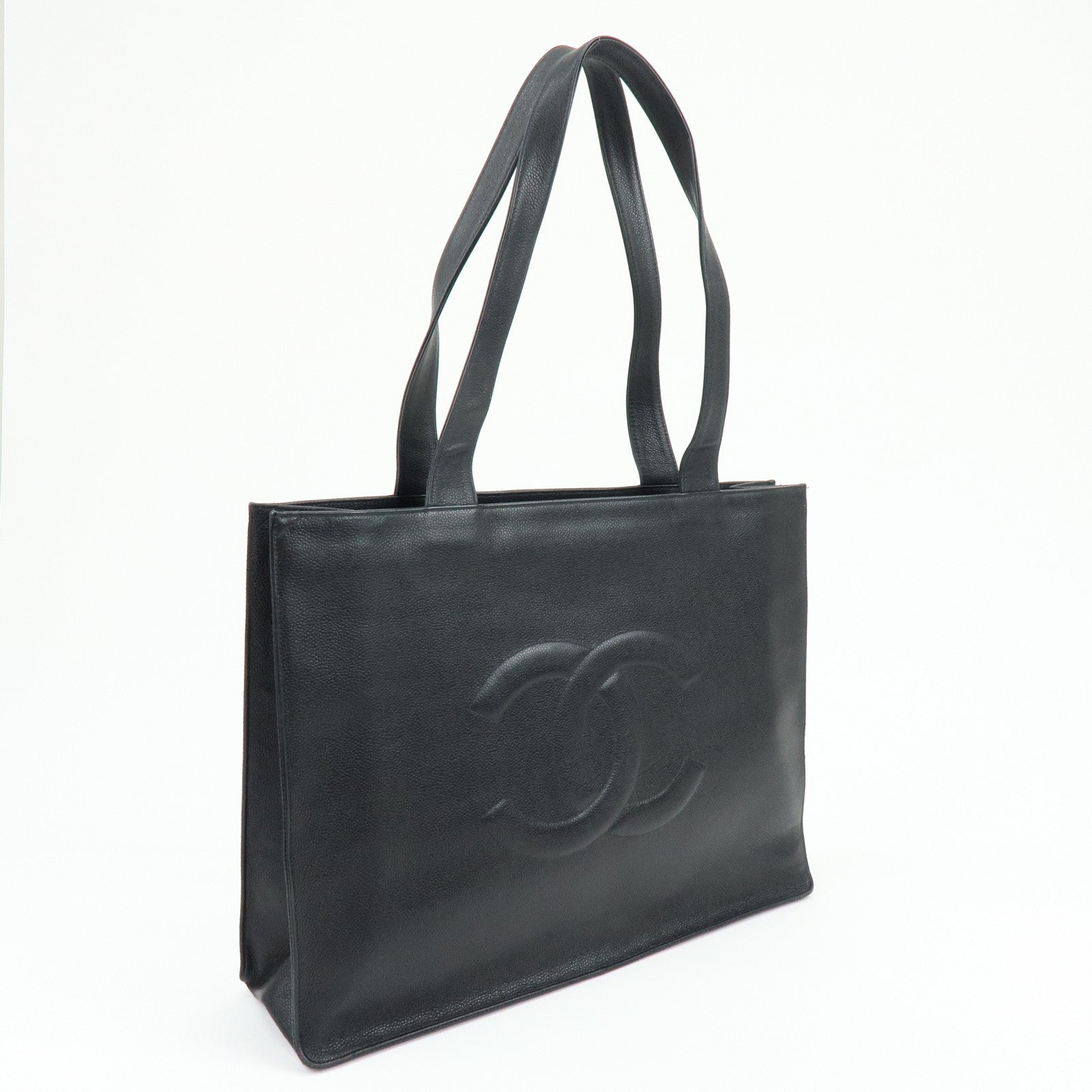 CHANEL COCO Mark Caviarskin Tote Bag Shoulder Bag Black
