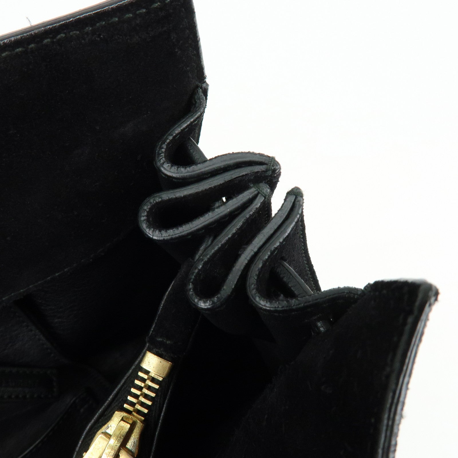SAINT LAURENT PARIS Sac de Jour Leather Suede Hand Bag Black 319910