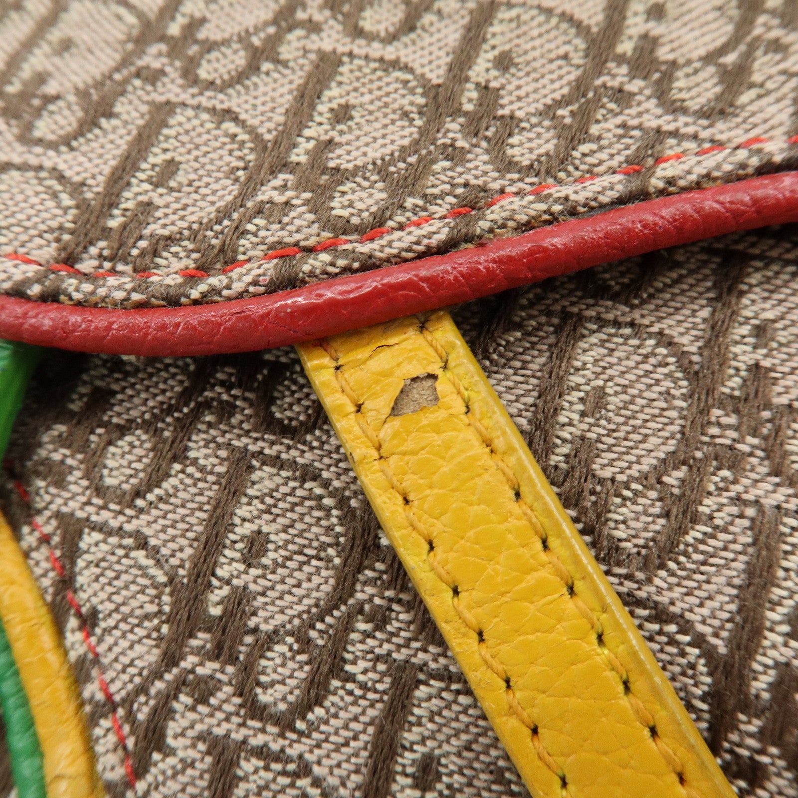 Christian Dior Trotter Saddle Rasta Canvas Leather Waist Bag Beige