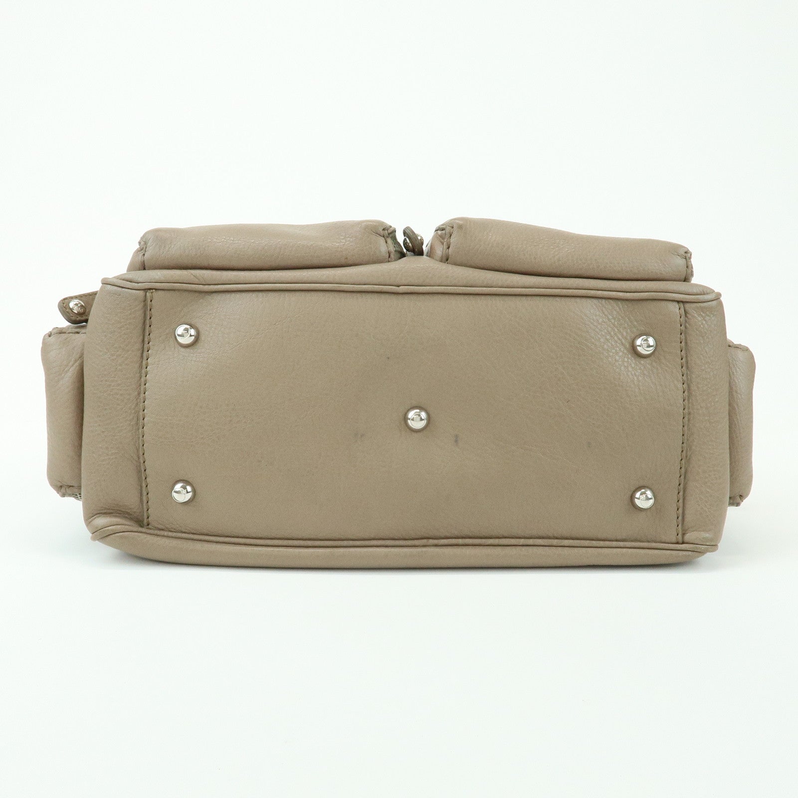 TOD'S Multiple Pocket Leather Shoulder Bag Hand Bag Beige