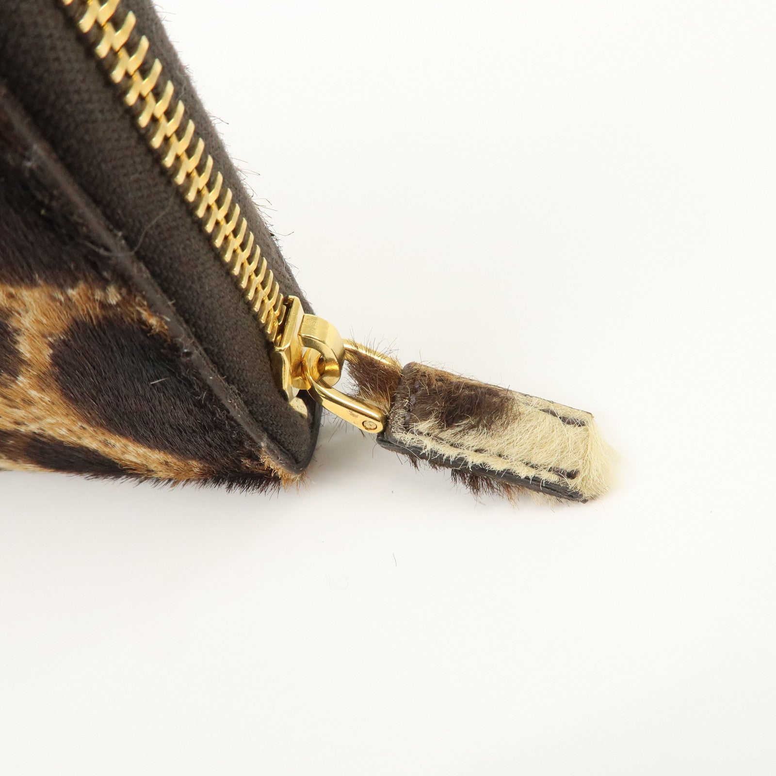 PRADA Leather Unborn Calf Round Zippy Wallet Leopard 1M0506 Used