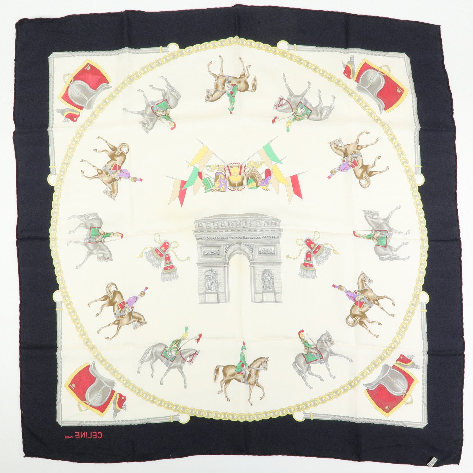 CELINE LOEWE Cartier YSL Silk 100% Scarf Lot Navy Blue Pink