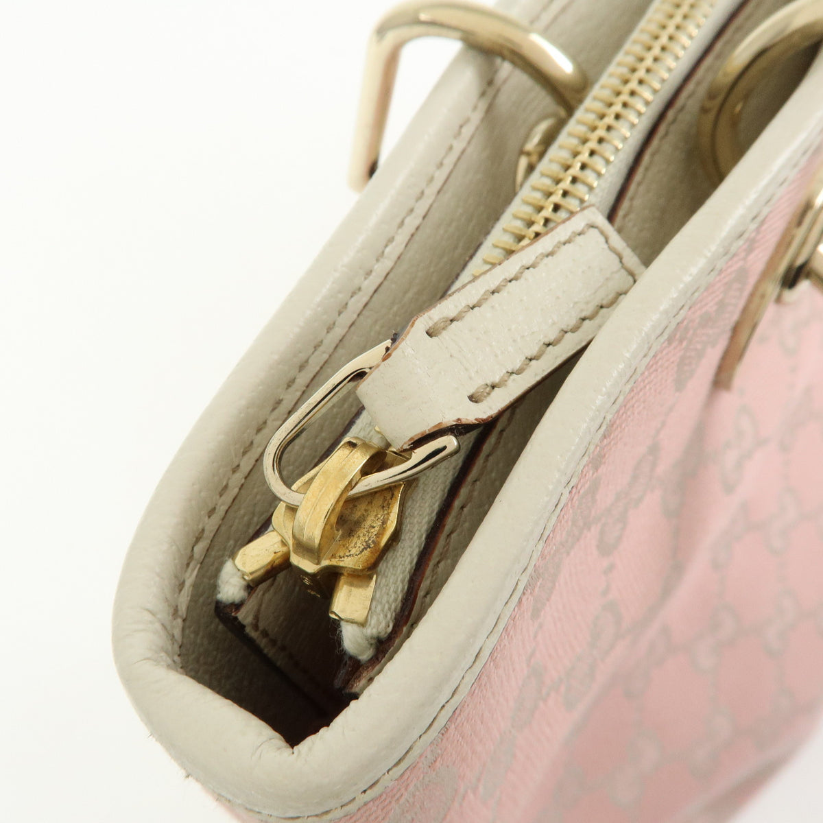 GUCCI GG Canvas Leather Tote Bag Shoulder Bag Pink White 139552