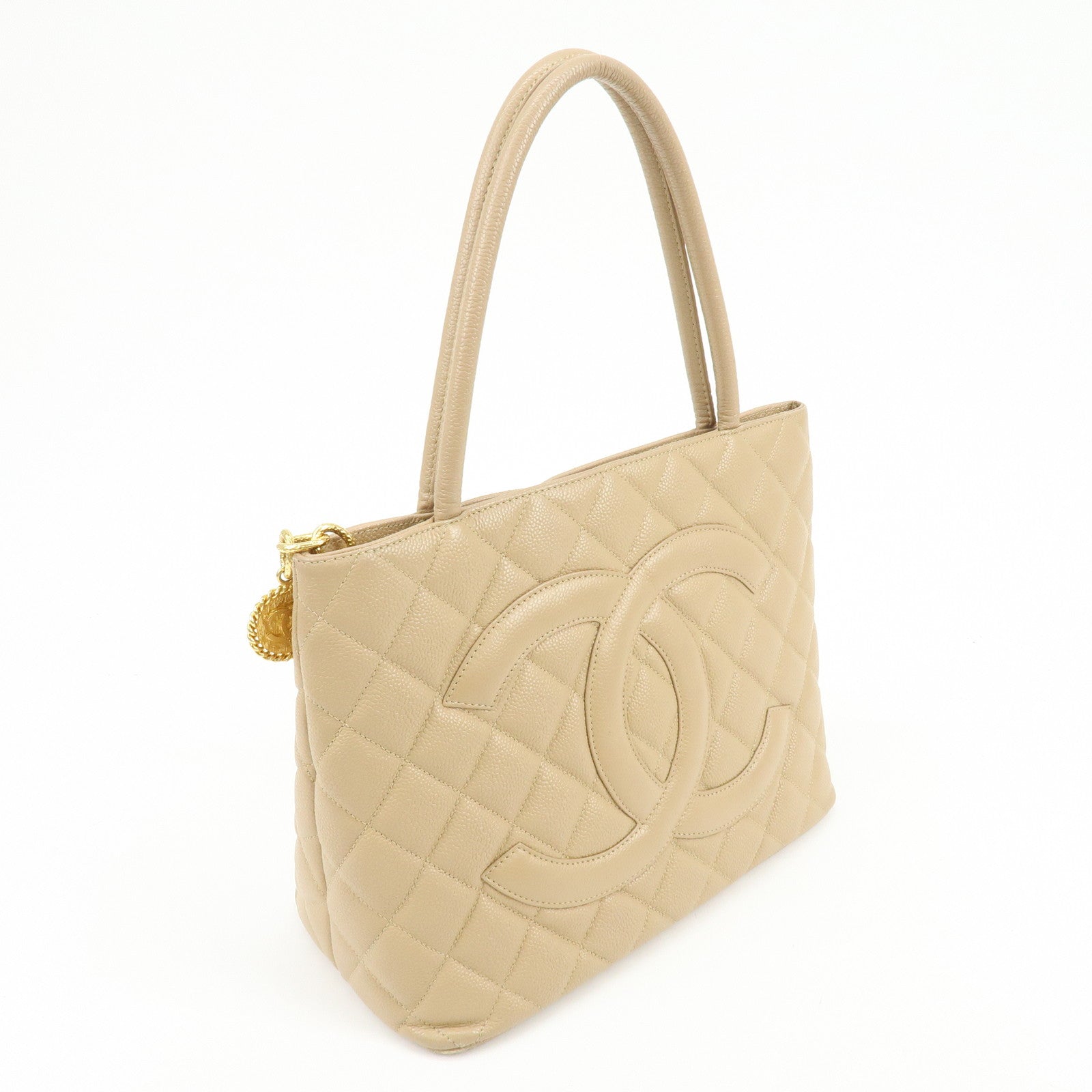 CHANEL Matelasse COCO Mark Medallion Caviar Skin Tote Bag A01804