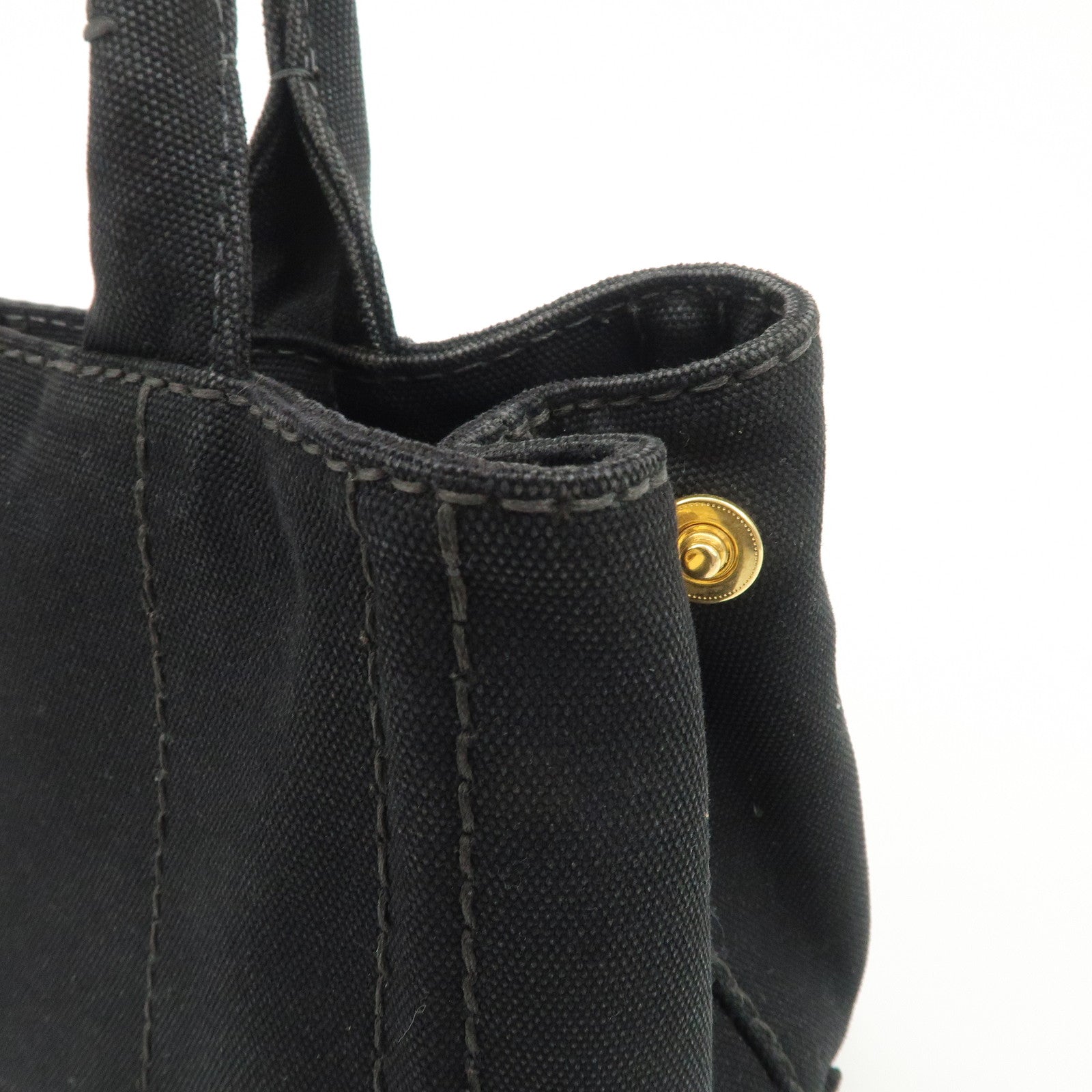 PRADA Logo Canapa Denim 2 Way Tote Bag Hand Bag Black B2642B Used