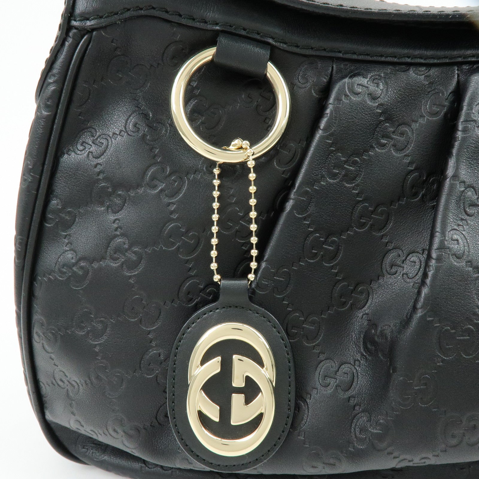 GUCCI Sukey Guccissima Leather Shoulder Bag Hand Bag Black 232955