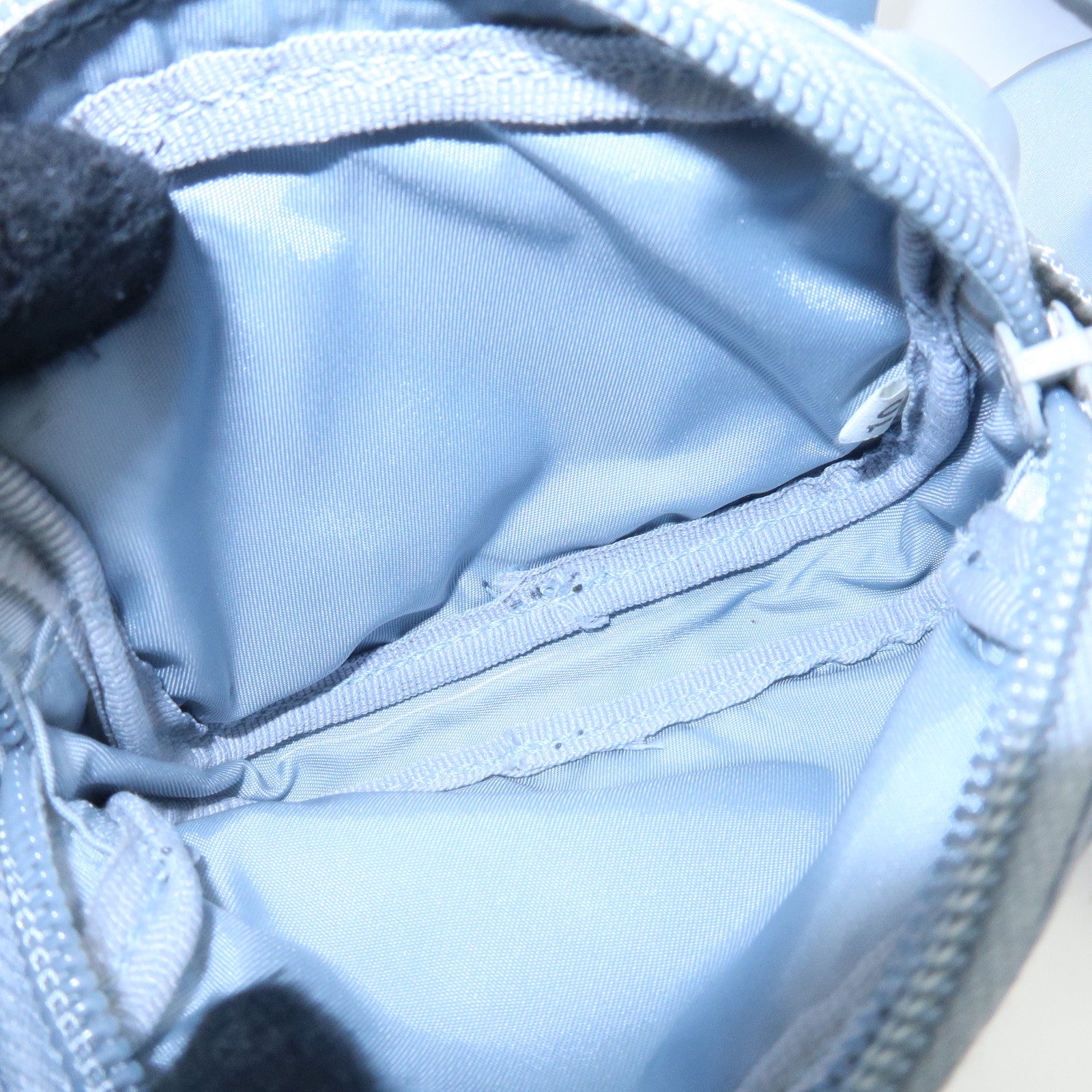 PRADA Triangle Logo Nylon Leather Waist Bag Body Bag Light Blue