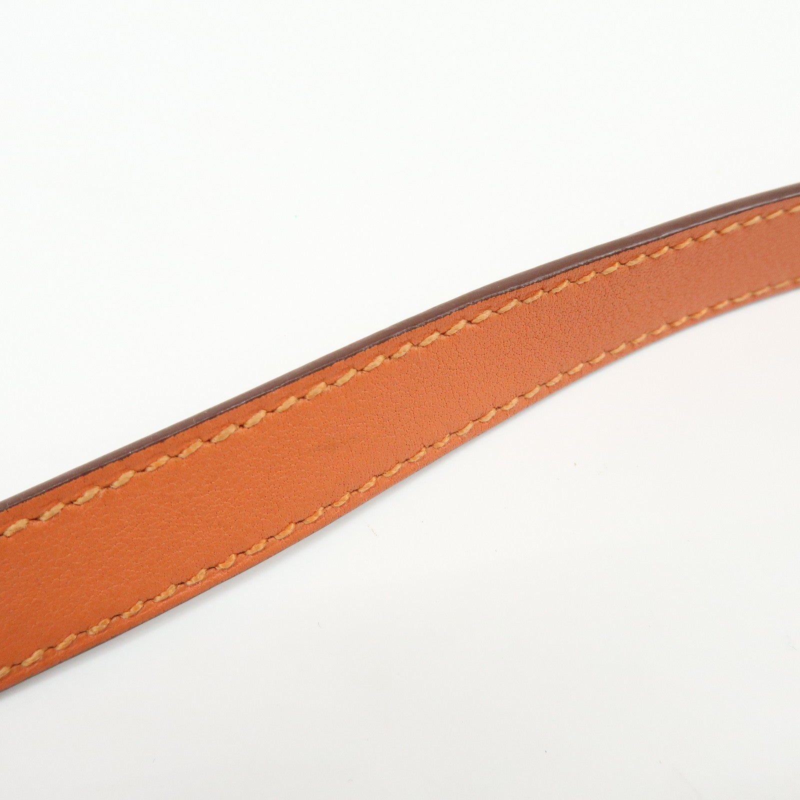 HERMES Kelly Double Tour Leather Bangle Bracelet ☐P Stamped Orange