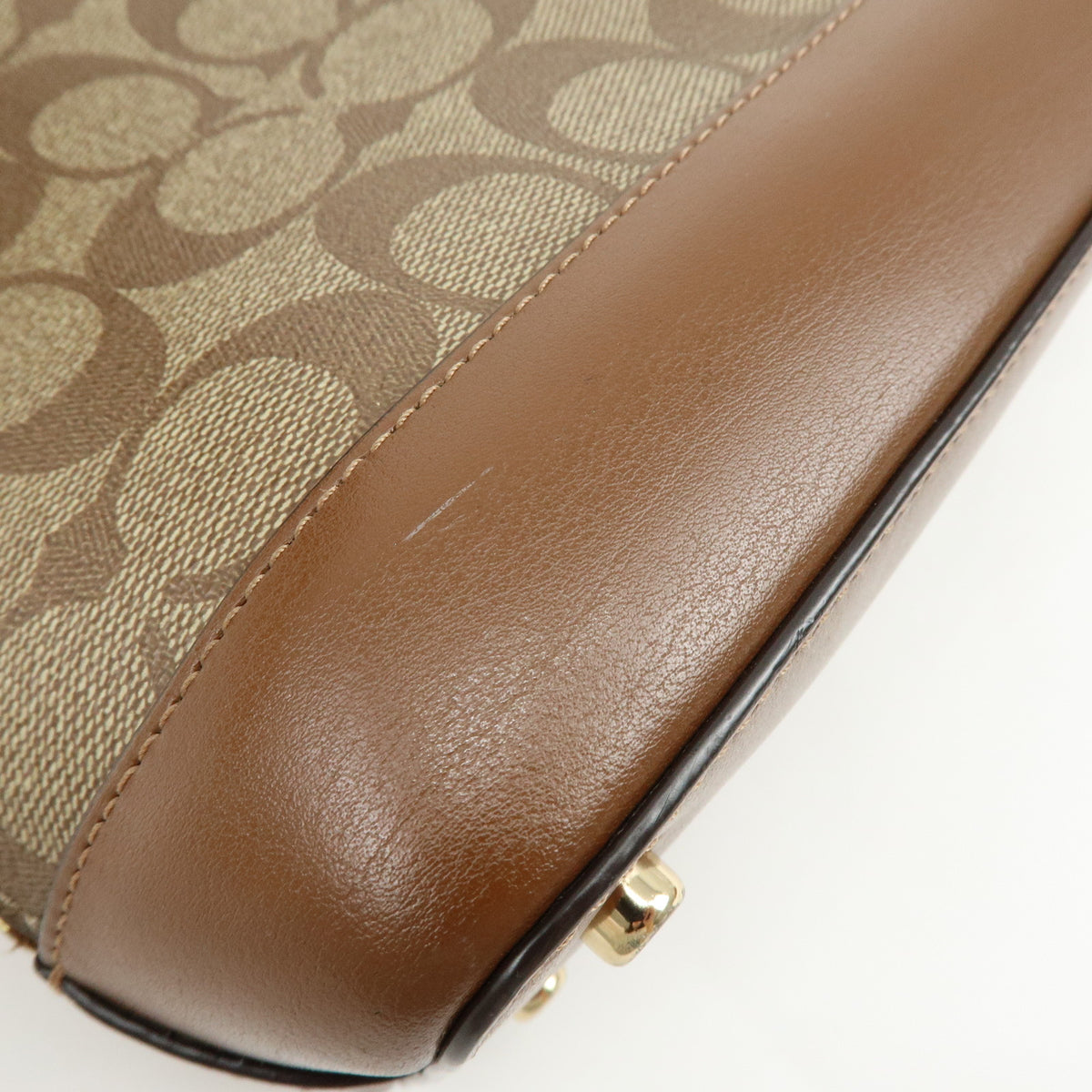 COACH Lot of 2 Signature Canvas Leather Hand Bag Beige Brown