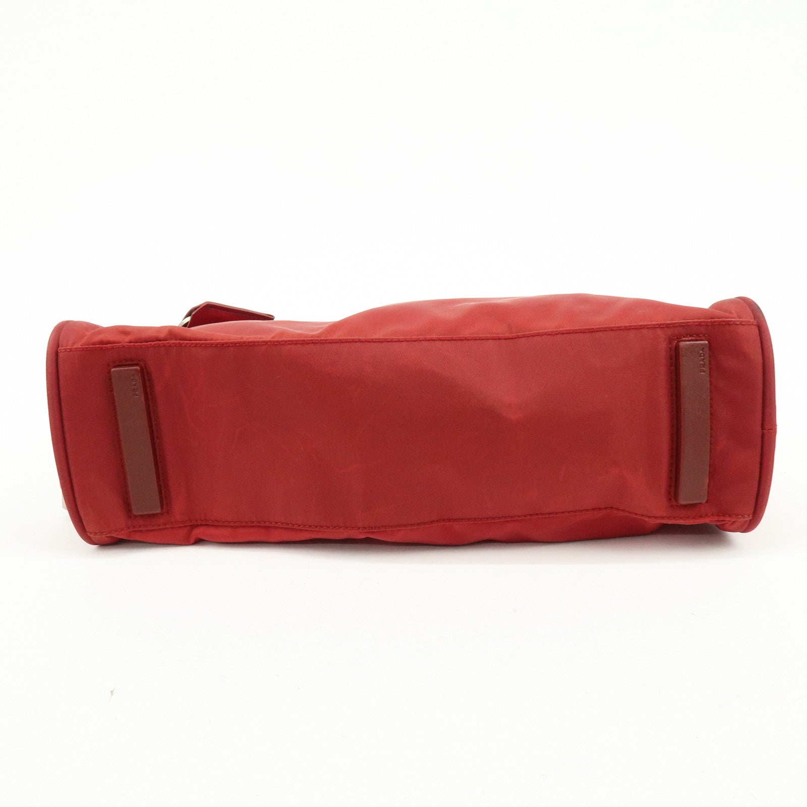 PRADA Triangle Logo Nylon Tote Bag Shoulder Bag Dial Lock Red
