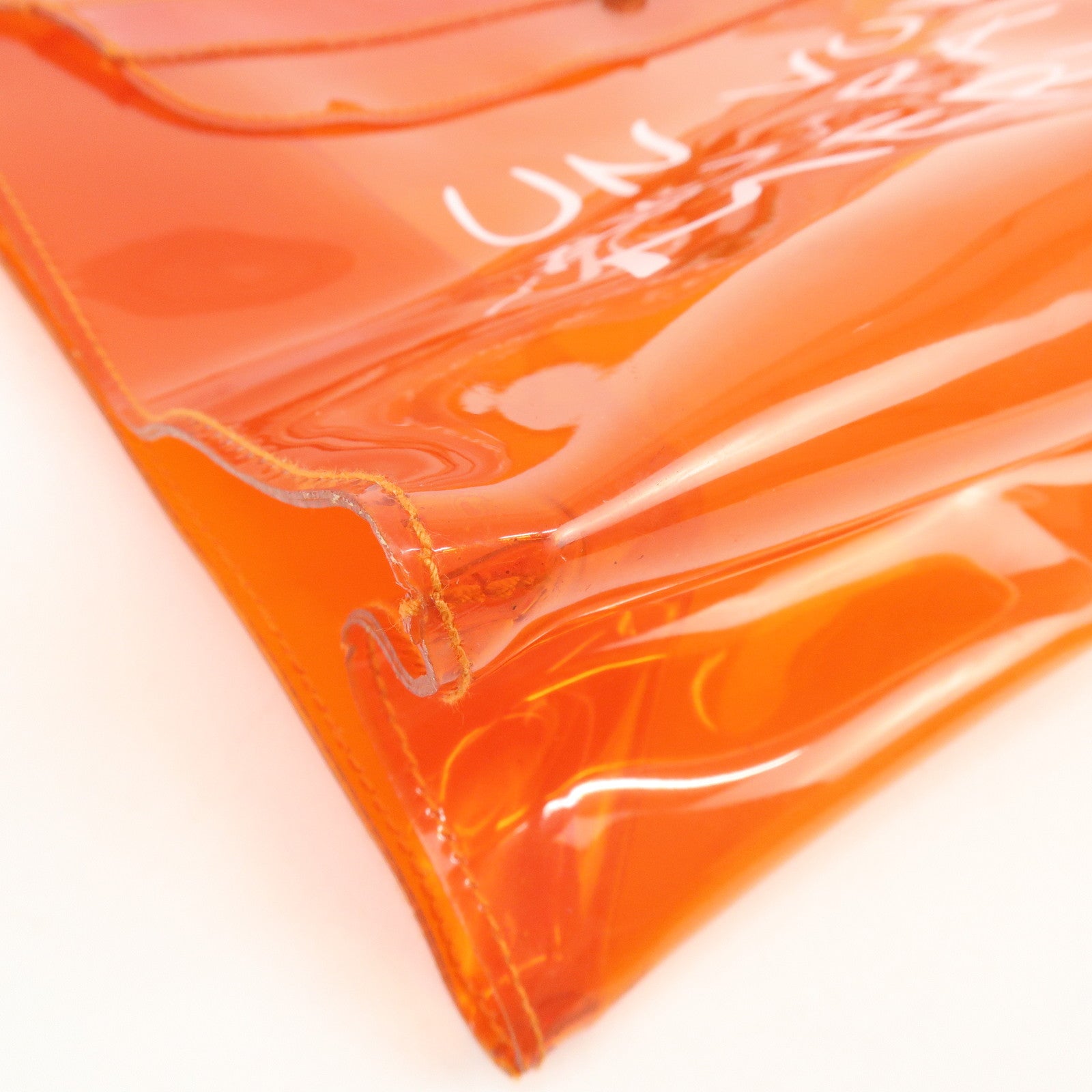 HERMES Kelly Vinyl Hand Bag Clear Orange