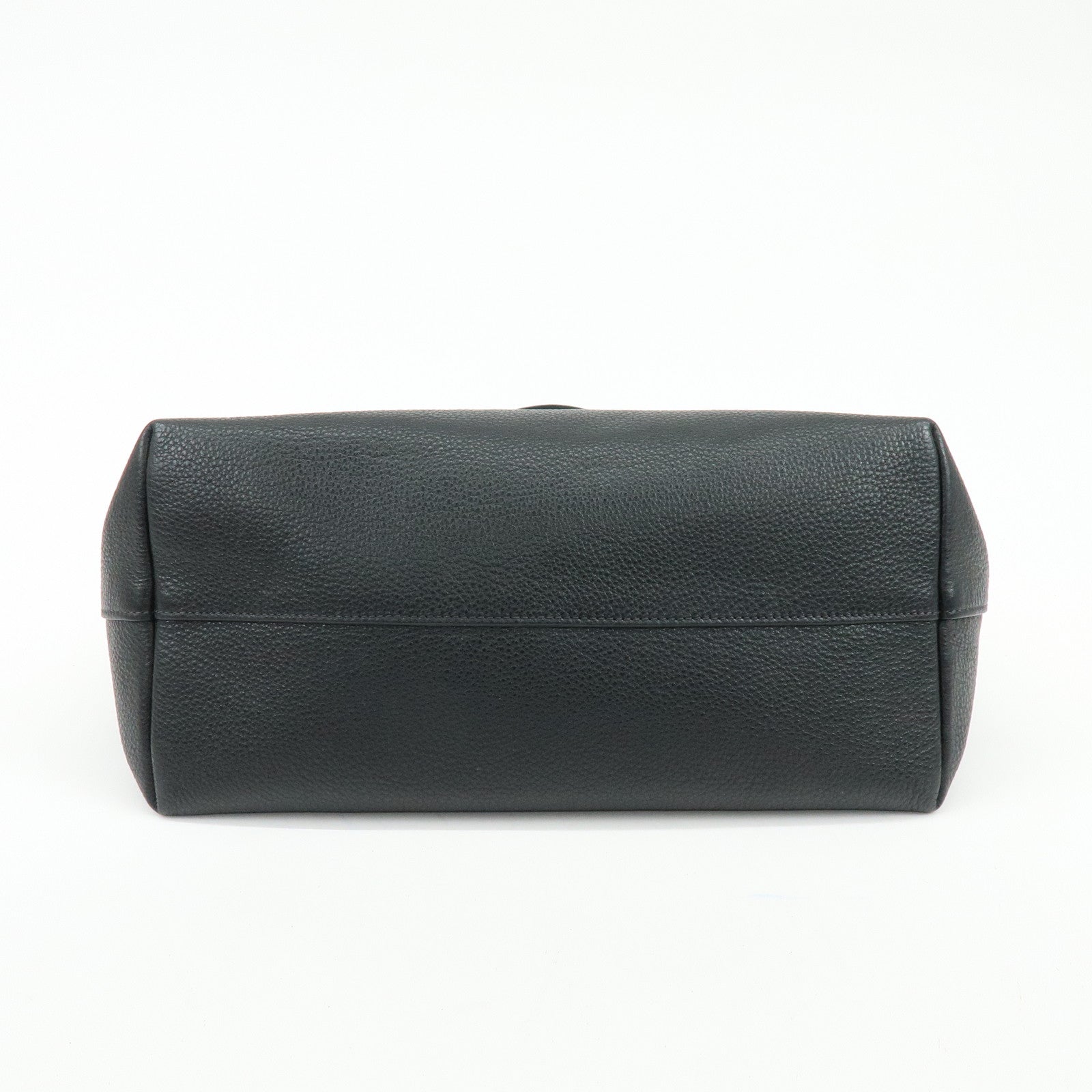 PRADA Logo Calf Leather Tote Bag Shoulder Bag Black