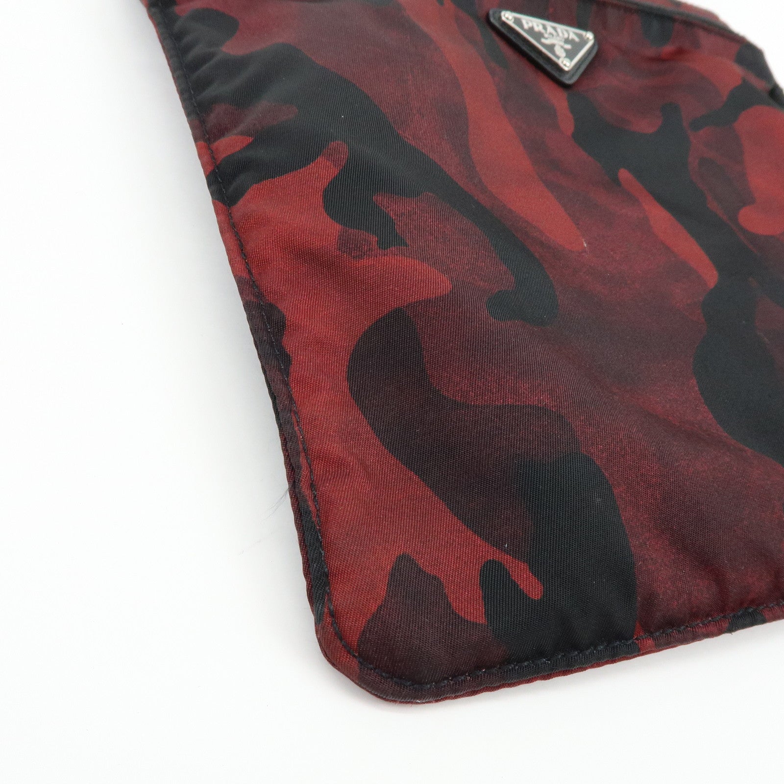 PRADA Triangle Logo Nylon Shoulder Crossbody Bag Camouflage Red BT0978