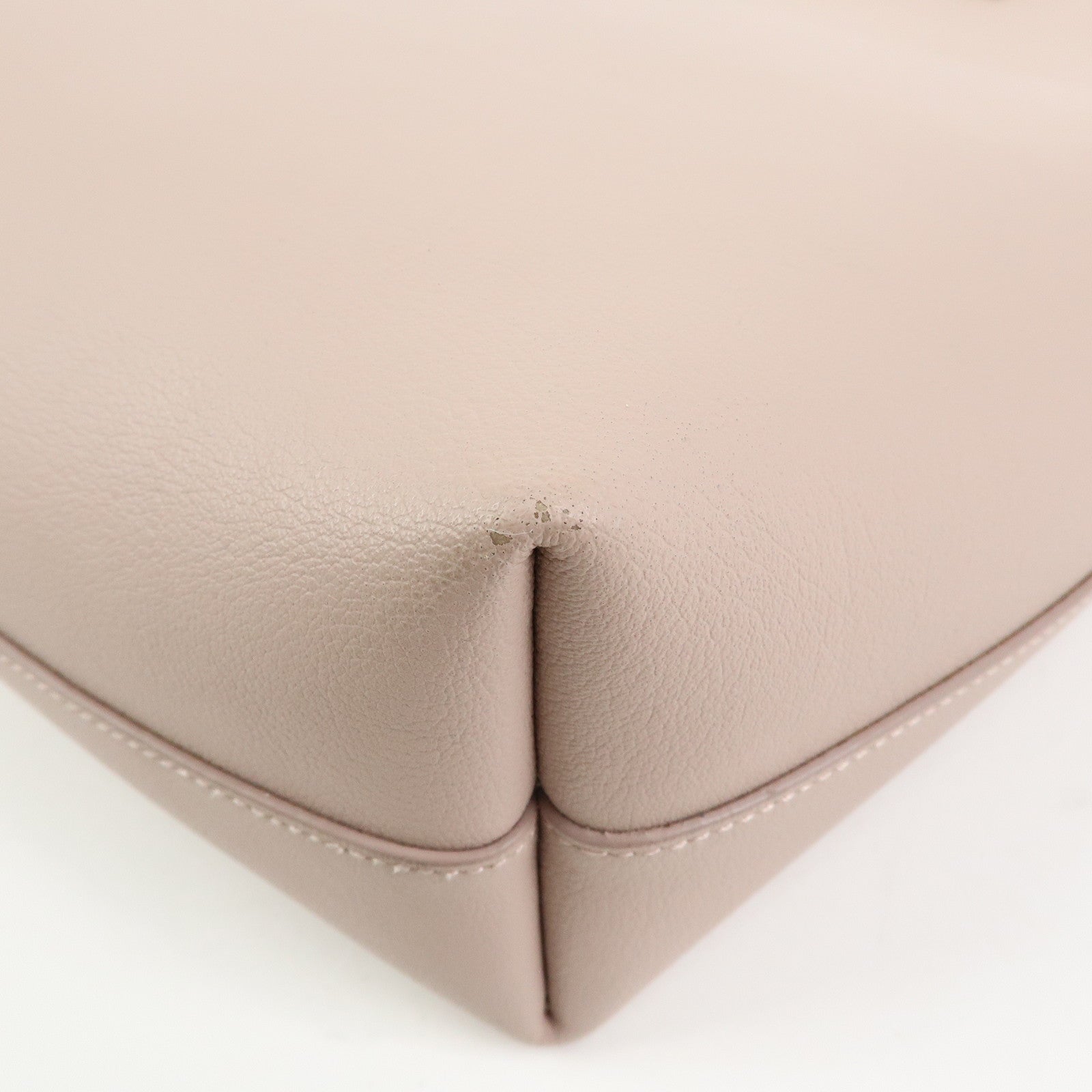 SAINT LAURENT PARIS Casandra Leather Tote Bag Shoulder Bag Pink Beige