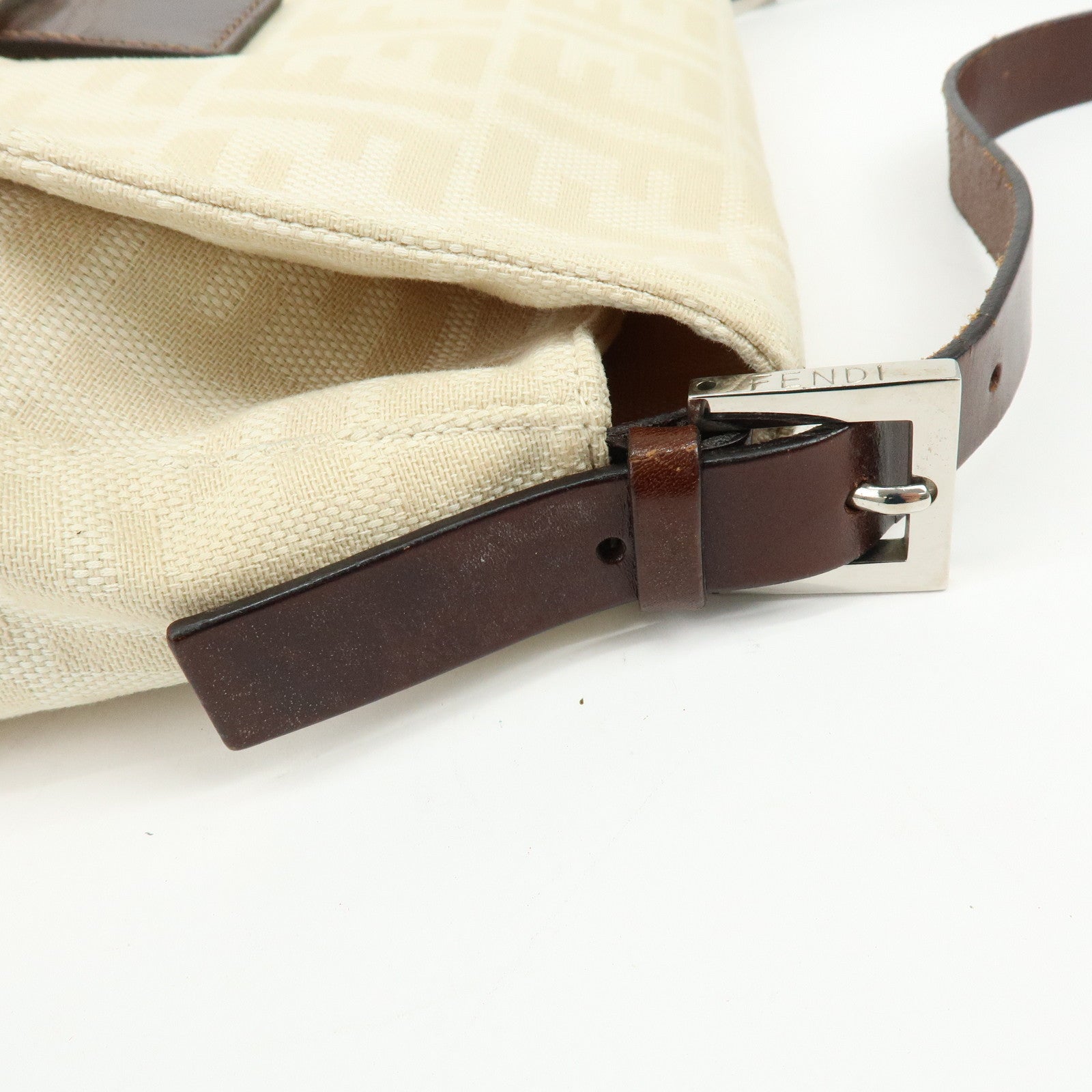 FENDI Mamma Baguette Zucca Jaquard Canvas Leather Shoulder Bag 26325