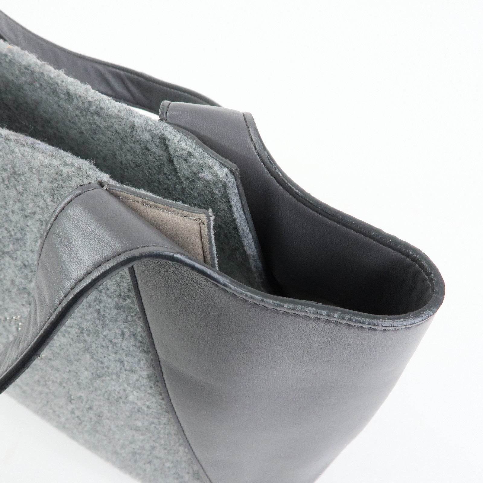 STELLA MCCARTNEY Felt Faux Leather Tote Bag Shoulder Bag Gray