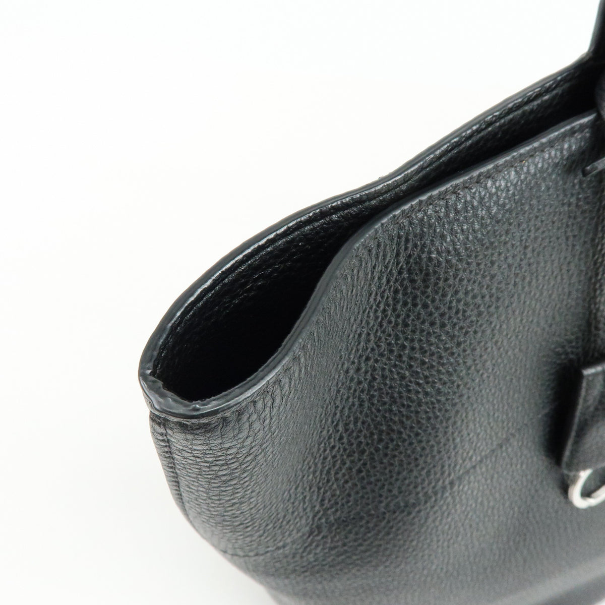 PRADA Logo Calf Leather Tote Bag Shoulder Bag Black