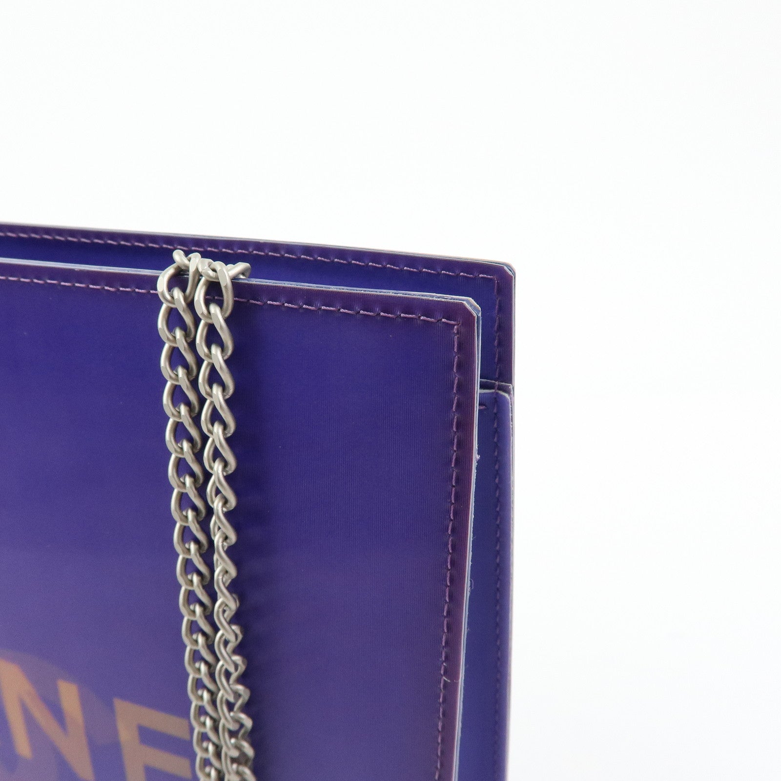 CHANEL COCO Mark Vinyl Hologram Logo Chain Shoulder Bag Purple
