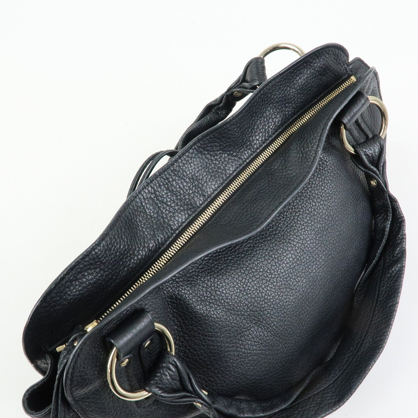 CELINE Macadam Bittersweet Leather Shoulder Bag Hand Bag Black