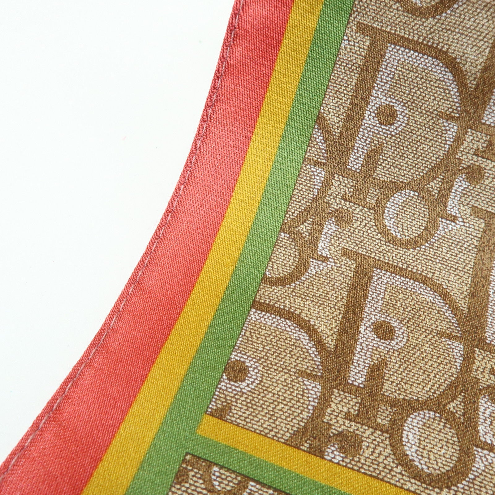 Christian Dior Rasta Trotter Logo Silk Cotton Scarf Beige Red