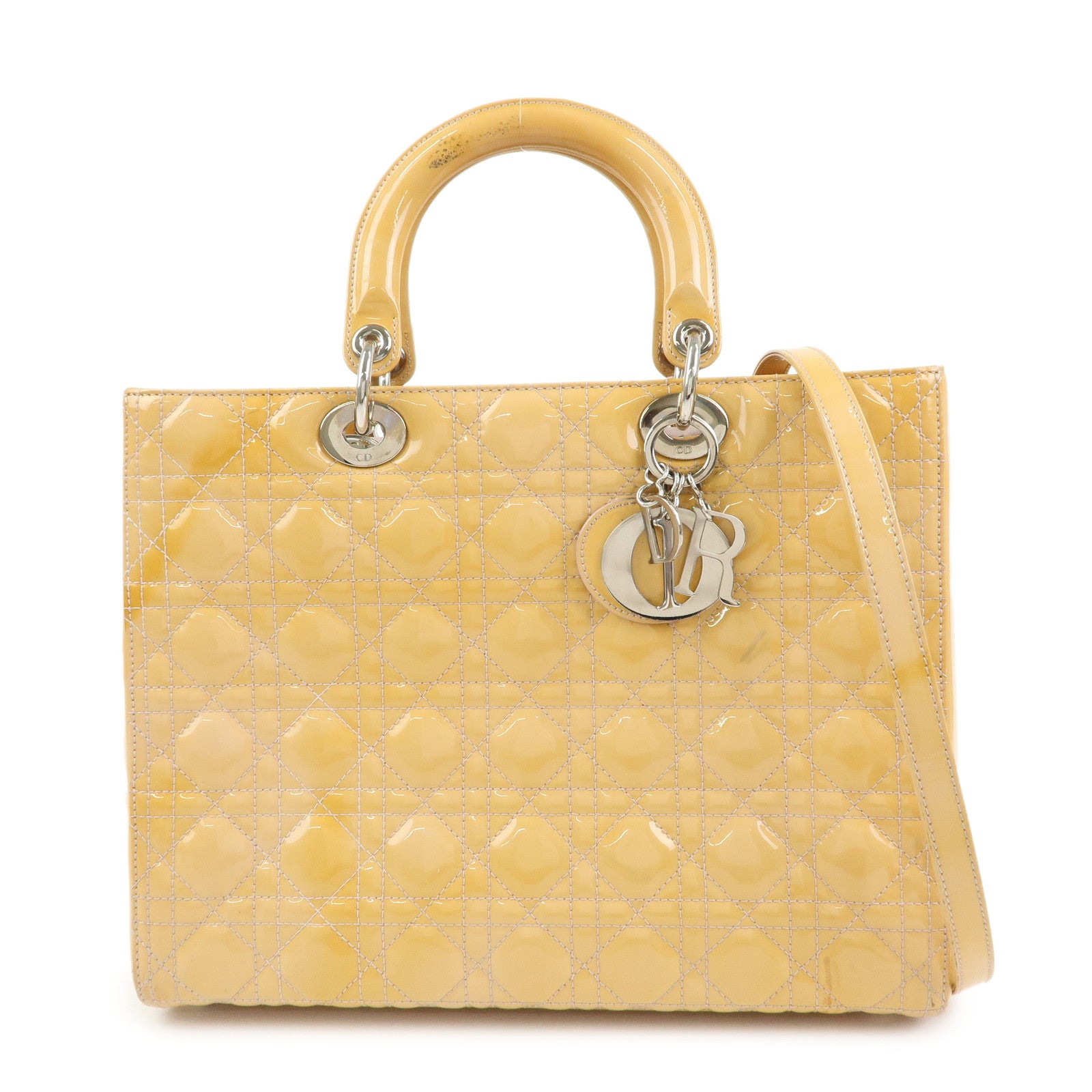 Christian Dior Lady Dior Cannage Patent Leather 2Way Hand Shoulder Bag