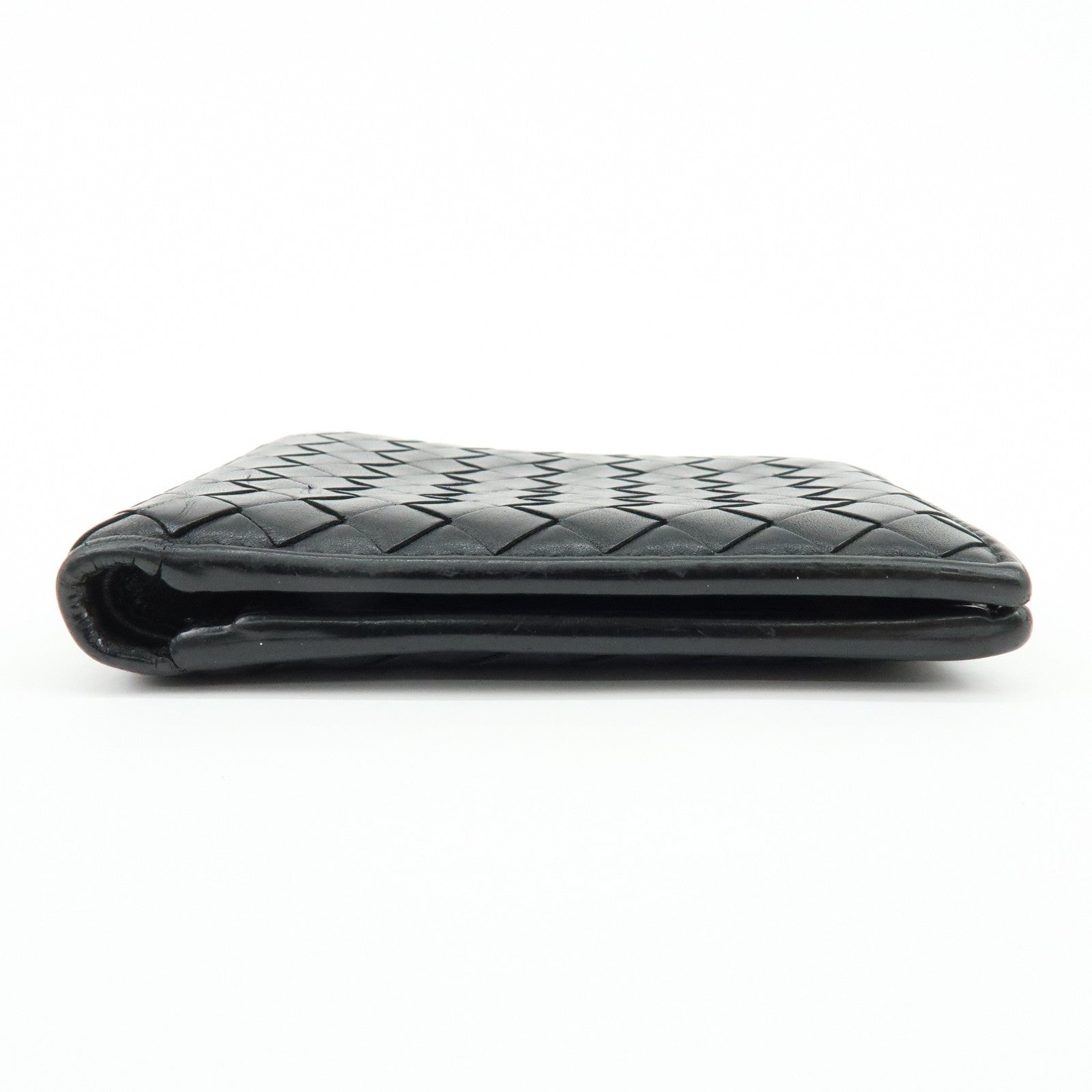 Bottega Veneta Intrecciato Leather Bi-fold Comact Wallet Black 193642