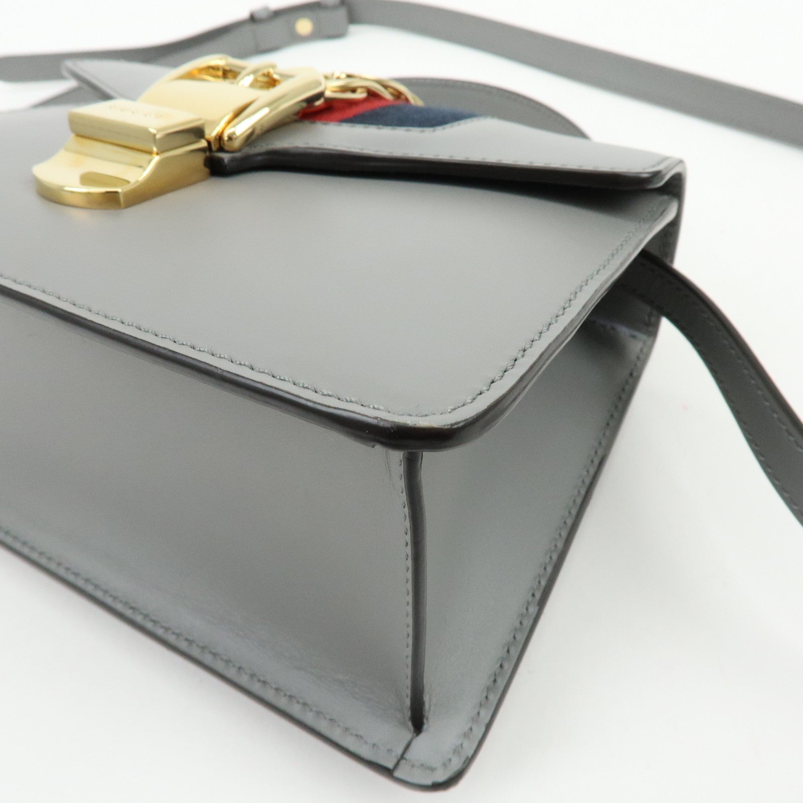 GUCCI Sylvie Sherry Leather 2Way Hand Bag Shoulder Bag Black 470270