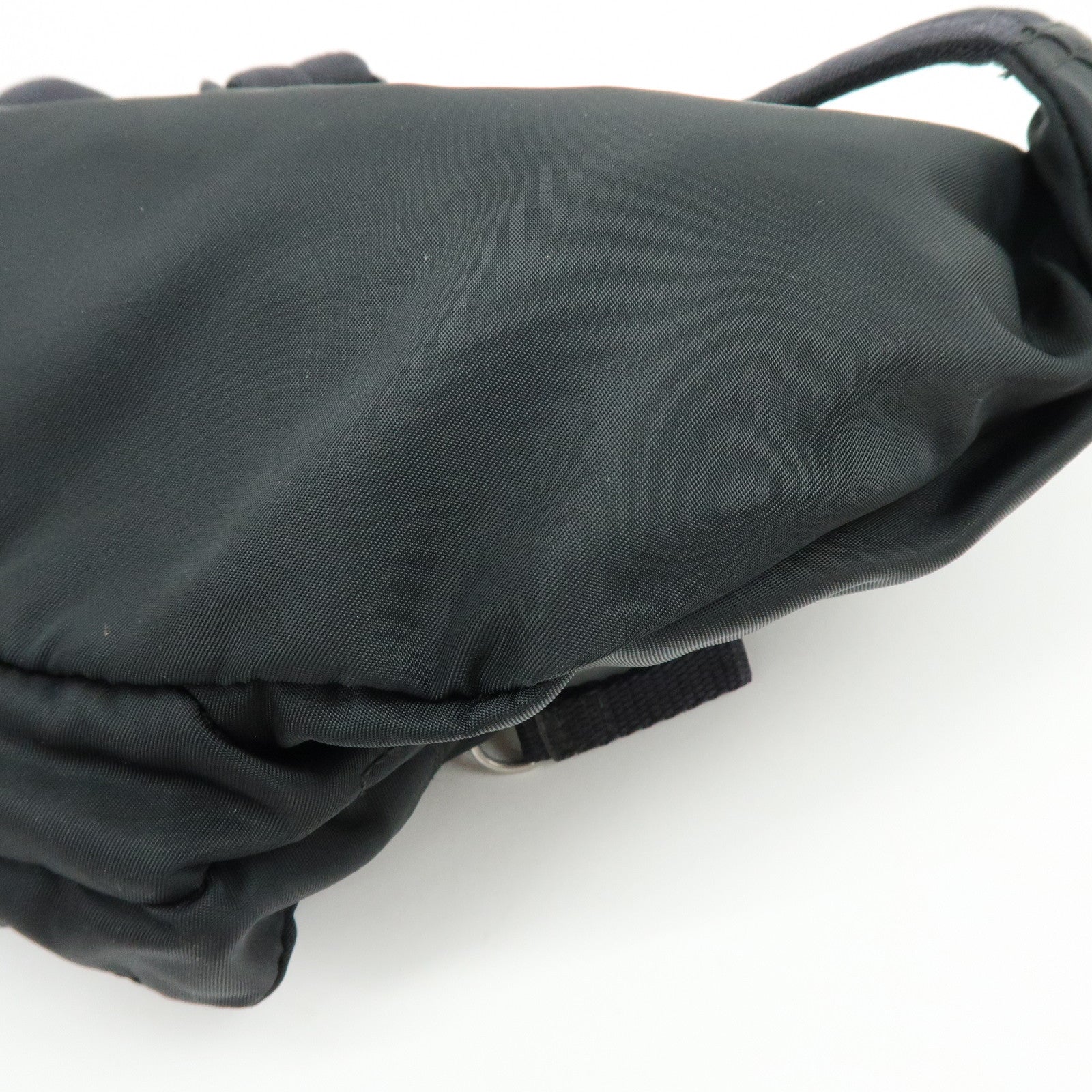 PRADA Triangle Logo Nylon Waist Bag Body Bag Black VA0056
