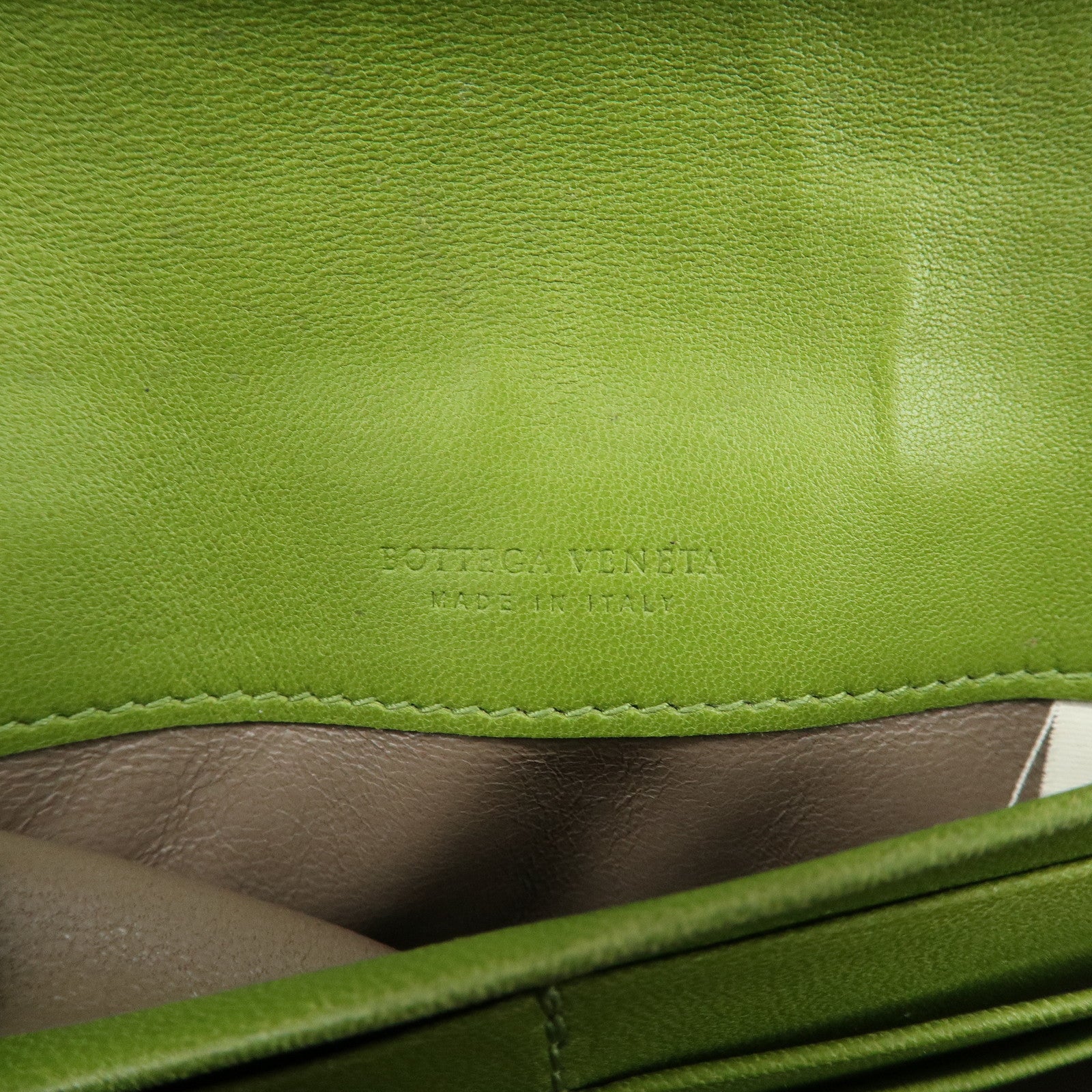 BOTTEGA VENETA Intrecciato Leather Flap Long Wallet Green