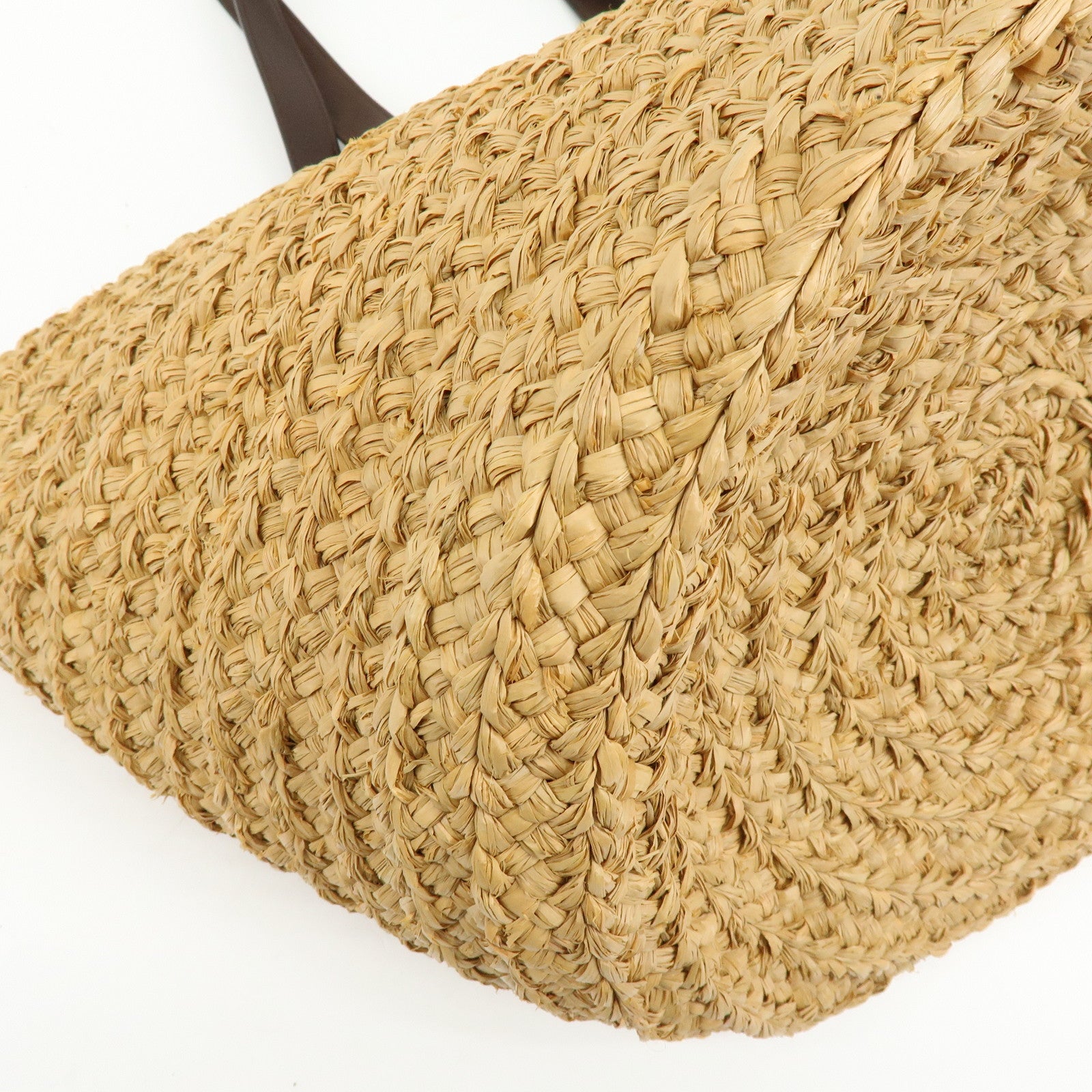 SAINT LAURENT PARIS Raffia Leather Panier Tote Bag Natural 579521