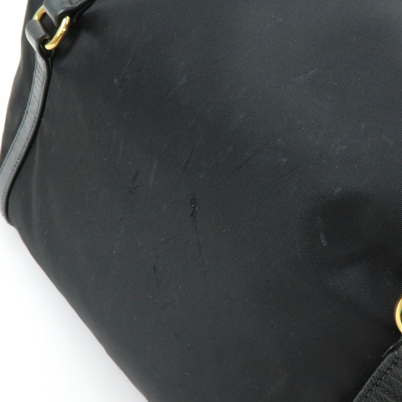 PRADA Logo Nylon Saffiano Leather Shoulder Bag Black 1BG253