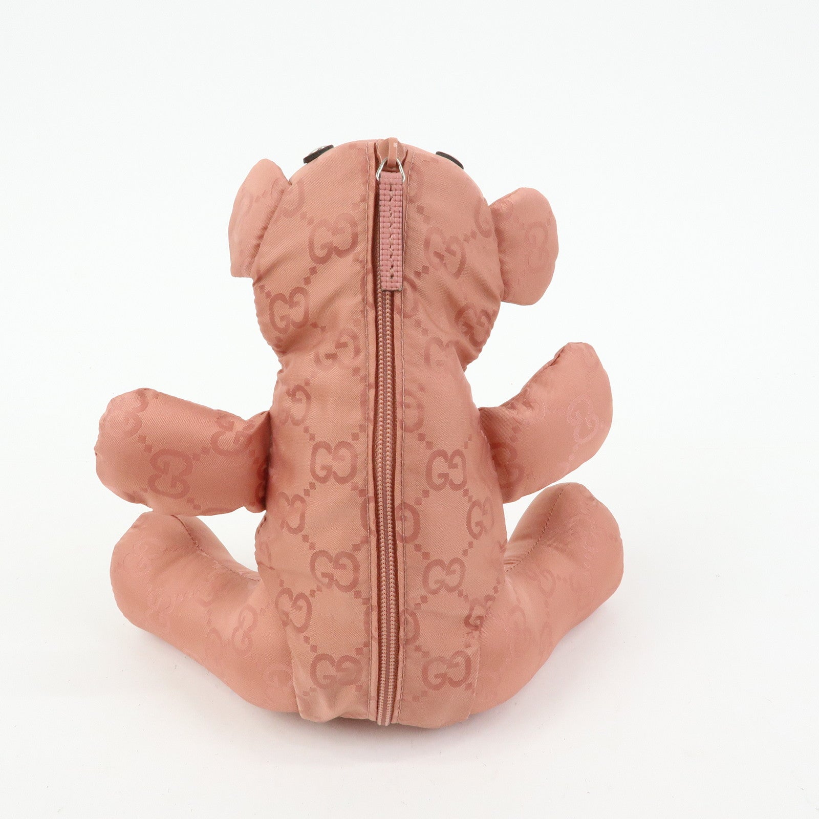 GUCCI Teddy Bear GG Nylon Cosmetic Pouch Bag Charm Pink 223669