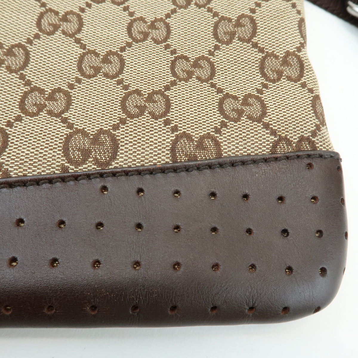 GUCCI GG Canvas Leather Shoulder Bag Crossbody Bag Beige Brown 145857