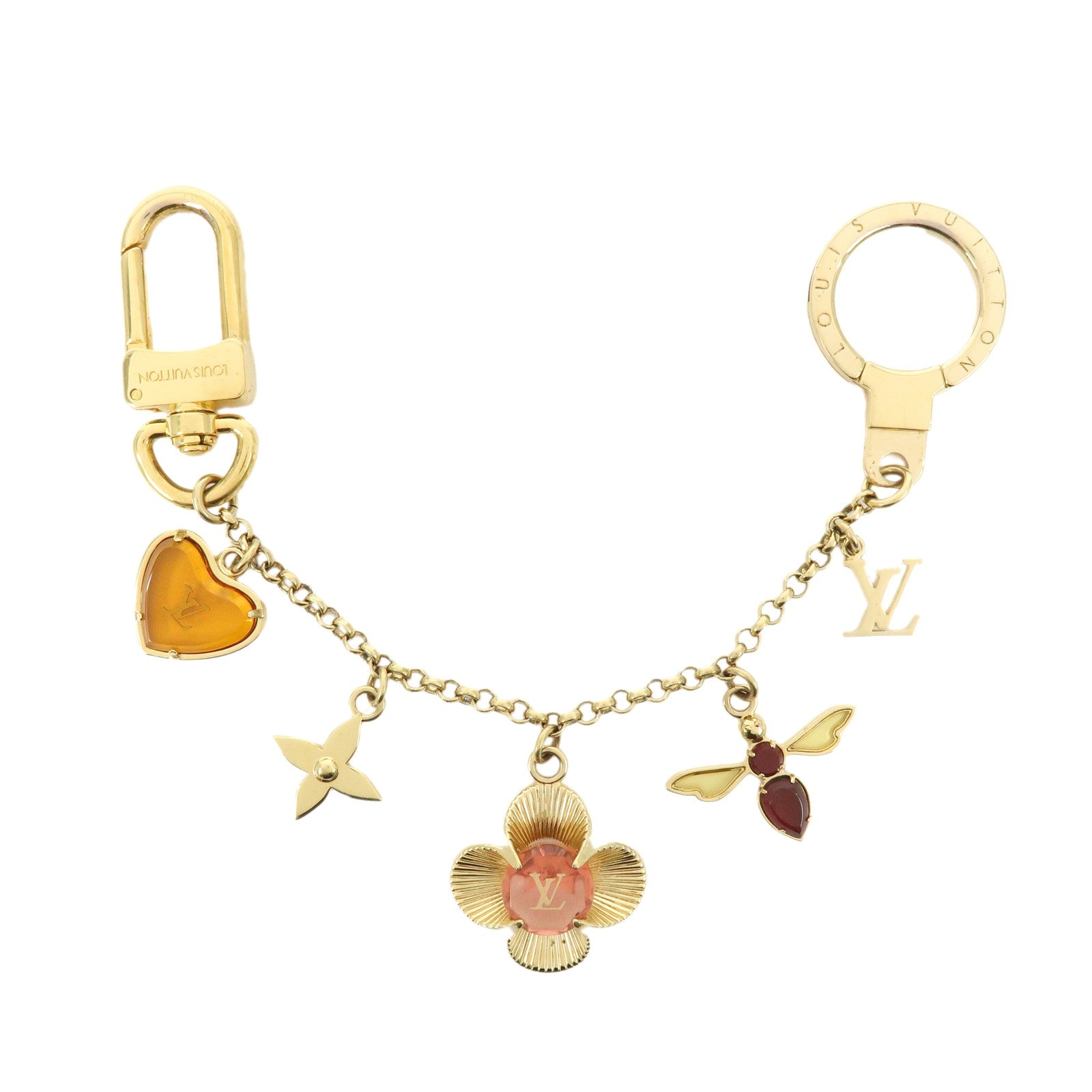 Louis Vuitton Bijou Sac Chaine Bee Fleur Bag Charm Gold M66911