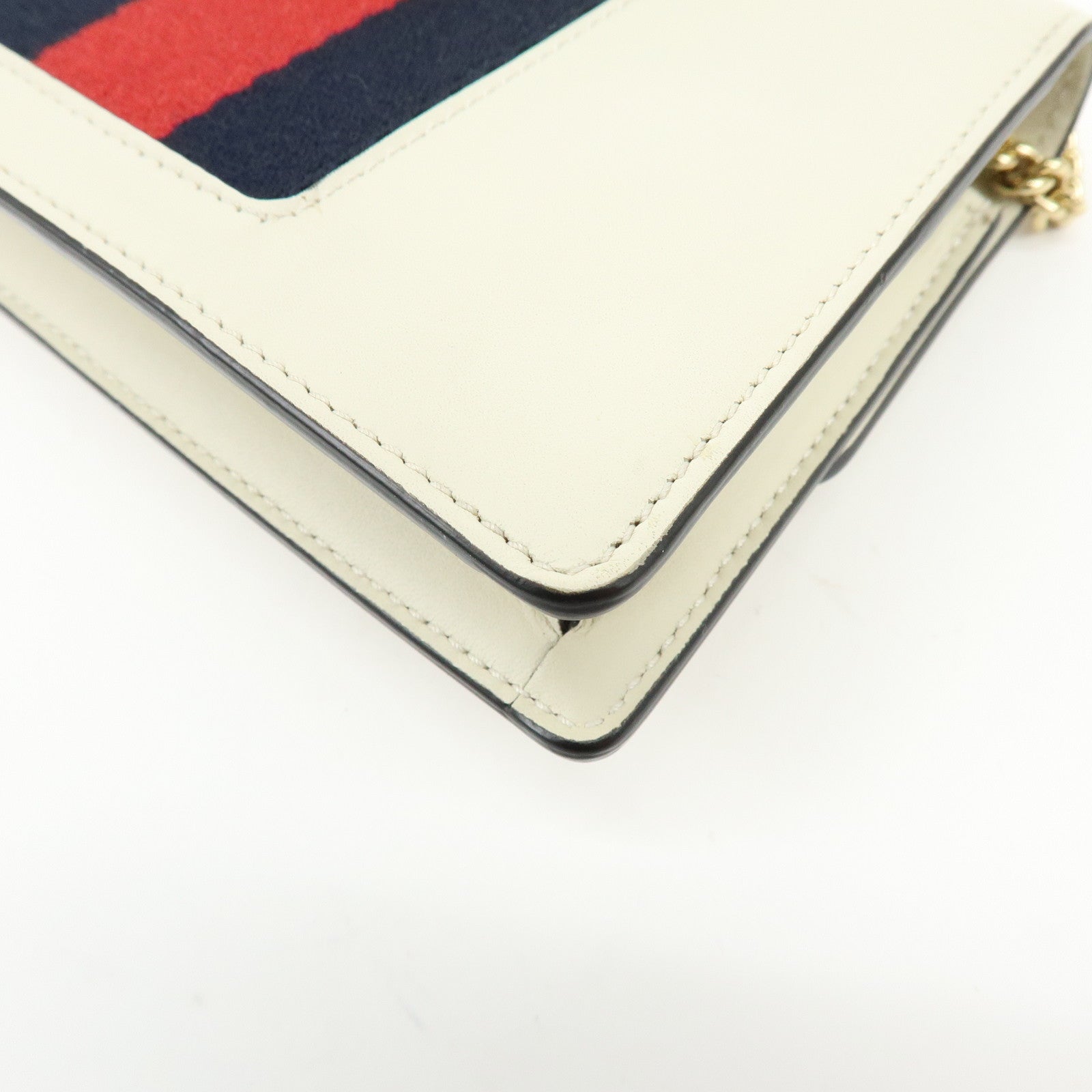 GUCCI Sylvie Sherry Leather Chain Mini Shoulder Bag White 494646