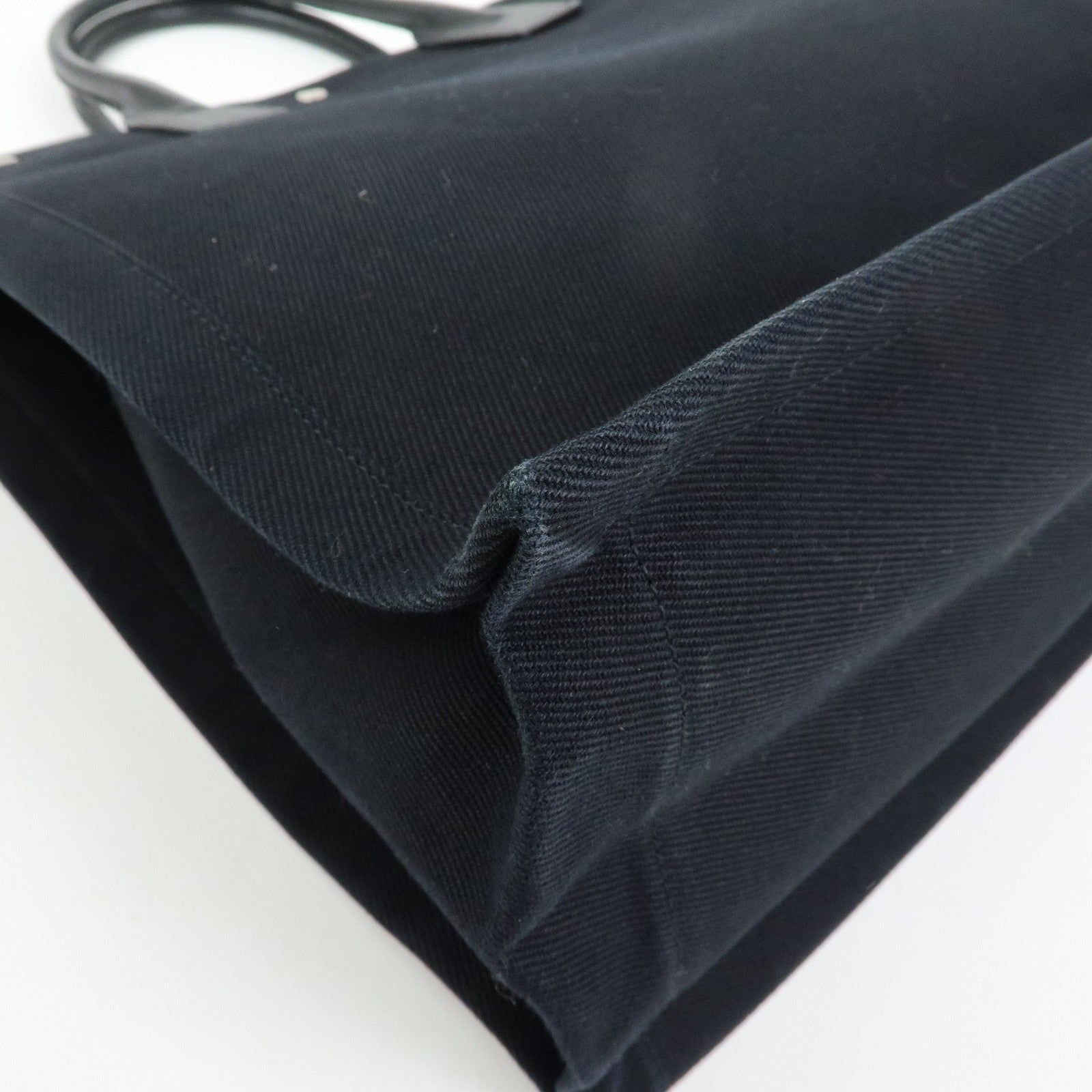 SAINT LAURENT PARIS Rive Gauche Canvas Leather Tote Bag Black 632539