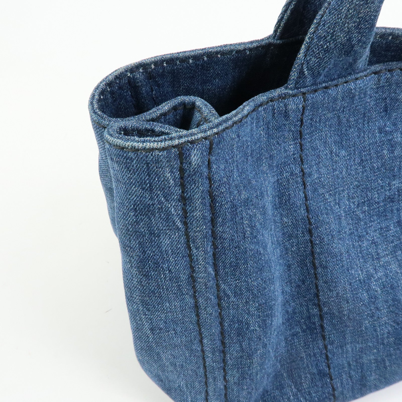 PRADA Canapa Triangle Logo Canvas 2Way Hand Bag Shoulder Bag Denim