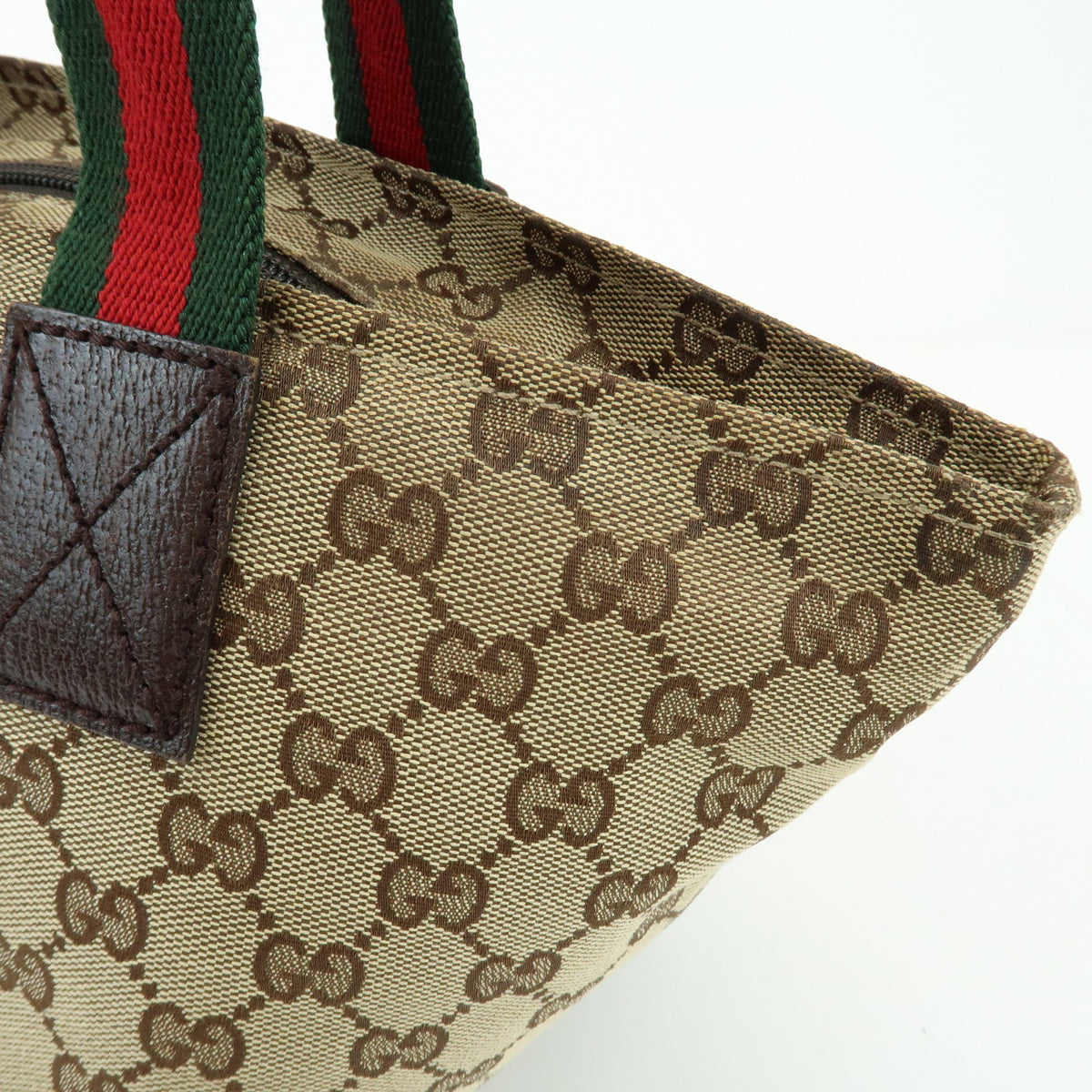 GUCCI Sherry GG Canvas Leather Tote Bag Hand Bag Beige Brown 131228