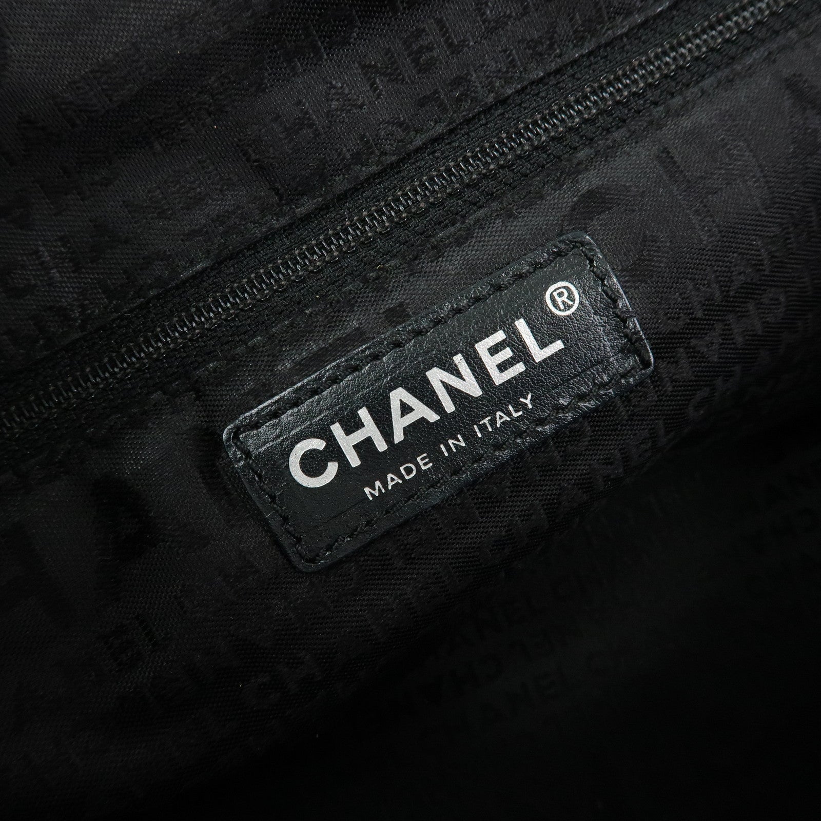 CHANEL COCO Mark Calf Leather Hand Bag Tote Bag Black
