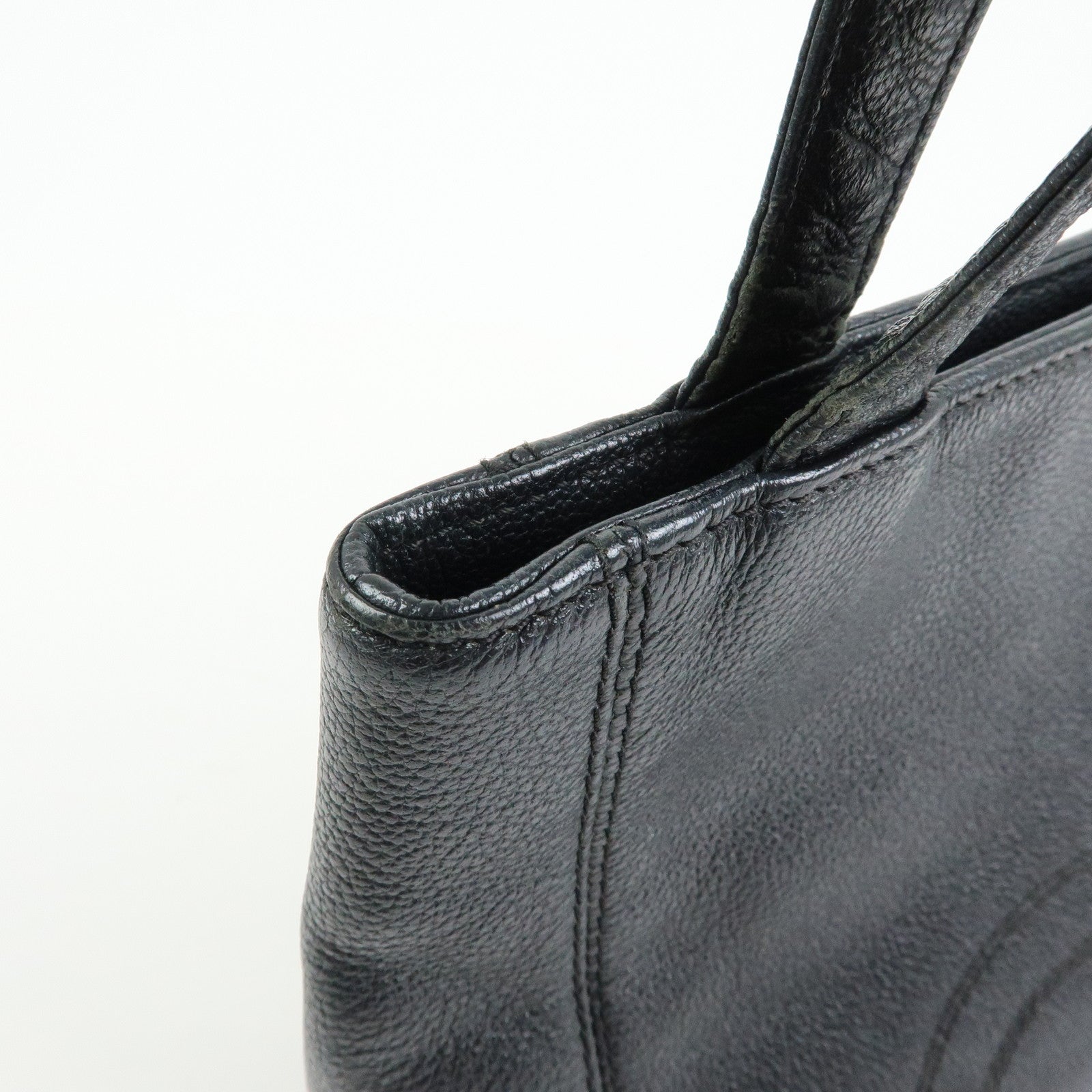 CHANEL COCO Mark Calf Skin Leather Tote Bag Shoulder Bag Black