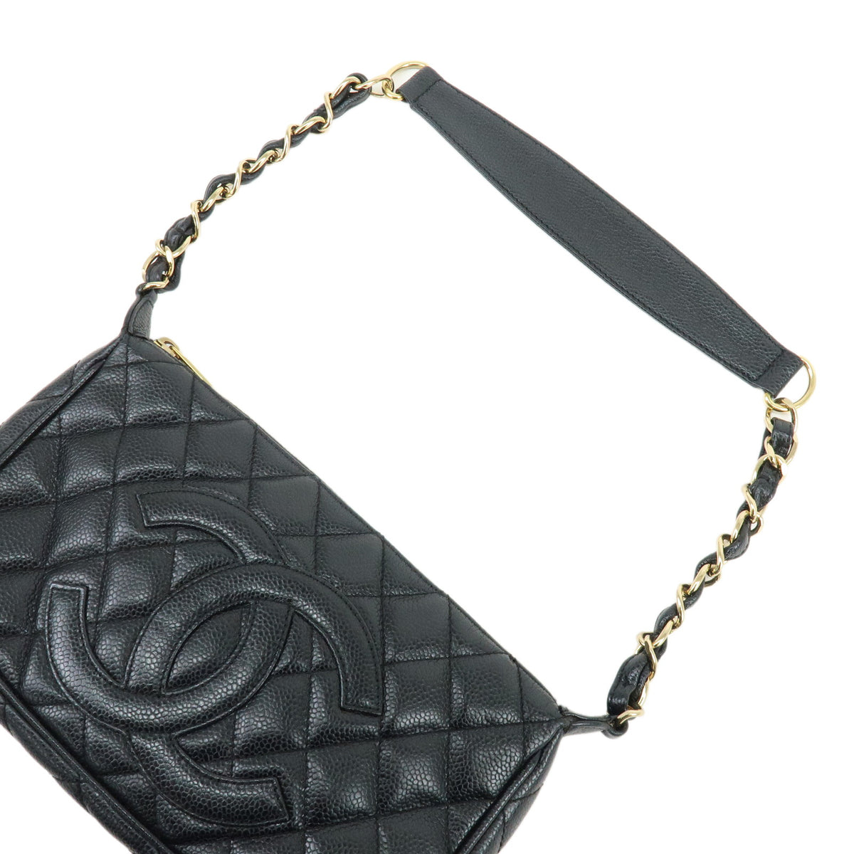 CHANEL Matelasse Caviarskin Chain Shoulder Bag Black A22476