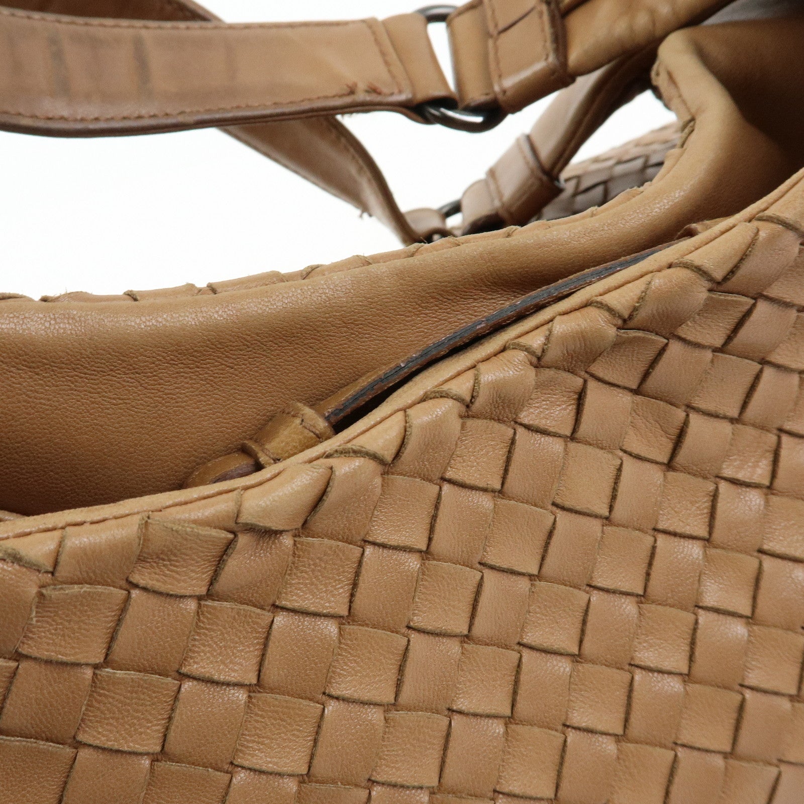 BOTTEGA VENETA Intrecciato Campana Medium Leather Hobo Bag Beige 125787