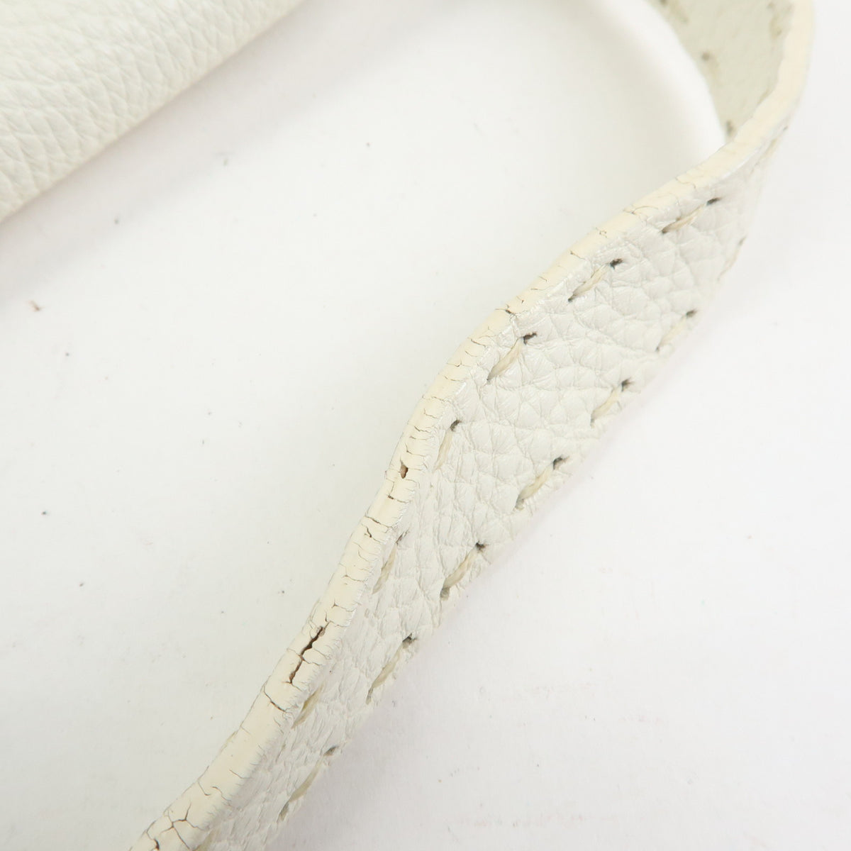 FENDI Selleria Mamma Baguette Leather Hand Bag White 8BR101