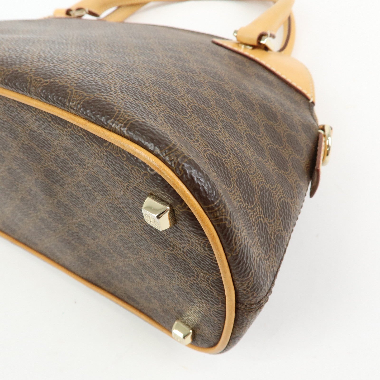 CELINE Macadam PVC Leather 2Way Bag Hand Bag Brown