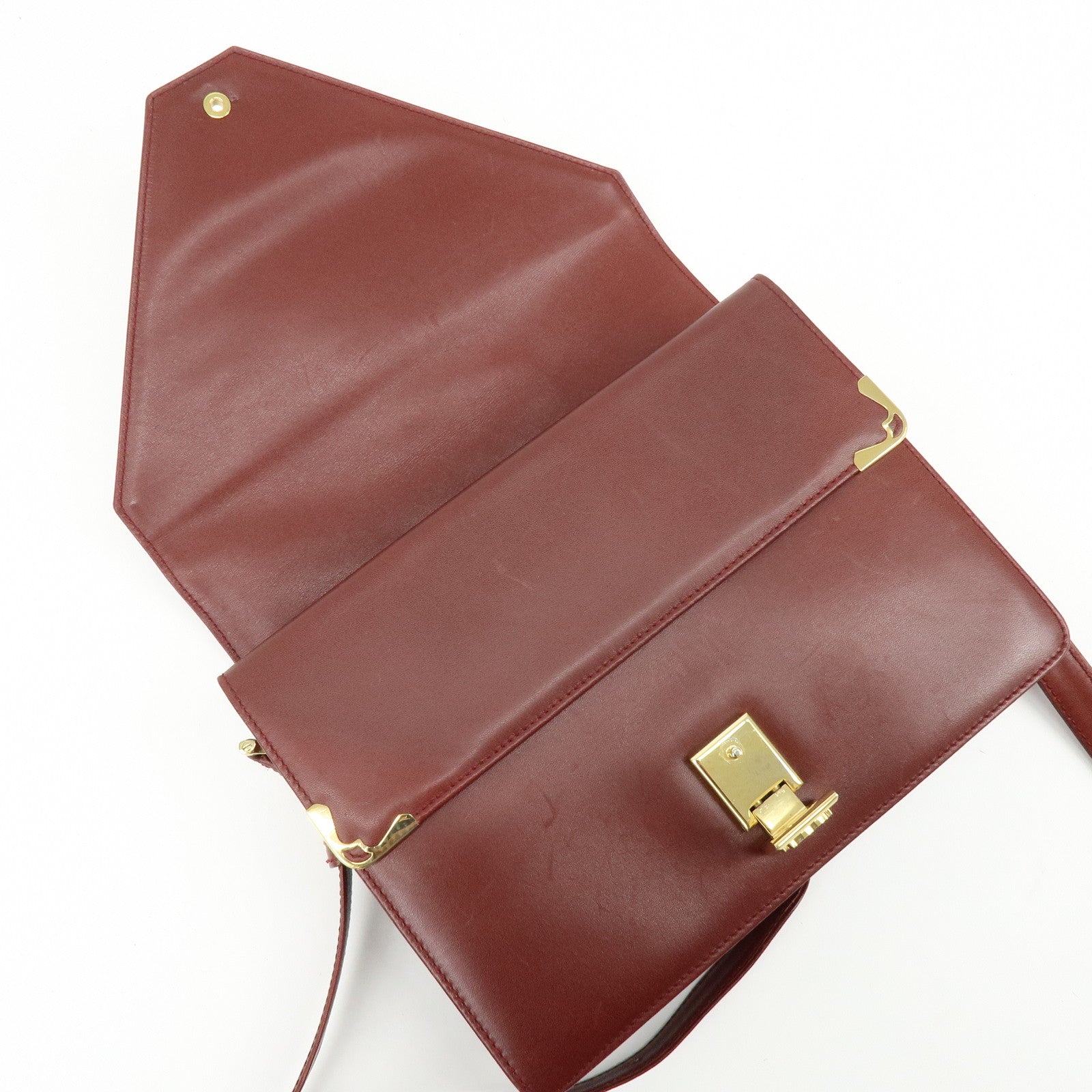 Cartier Must de Cartier Leather Double Flap Shoulder Bag Boudreaux