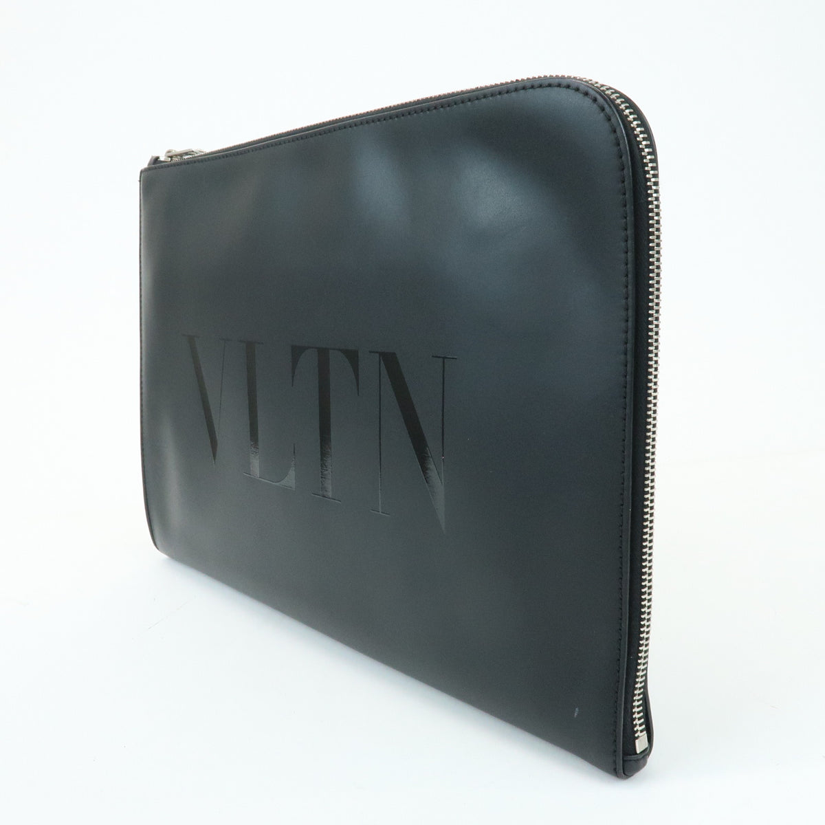 VALENTINO GARAVANI Leather Clutch Bag Flat Pouch Black